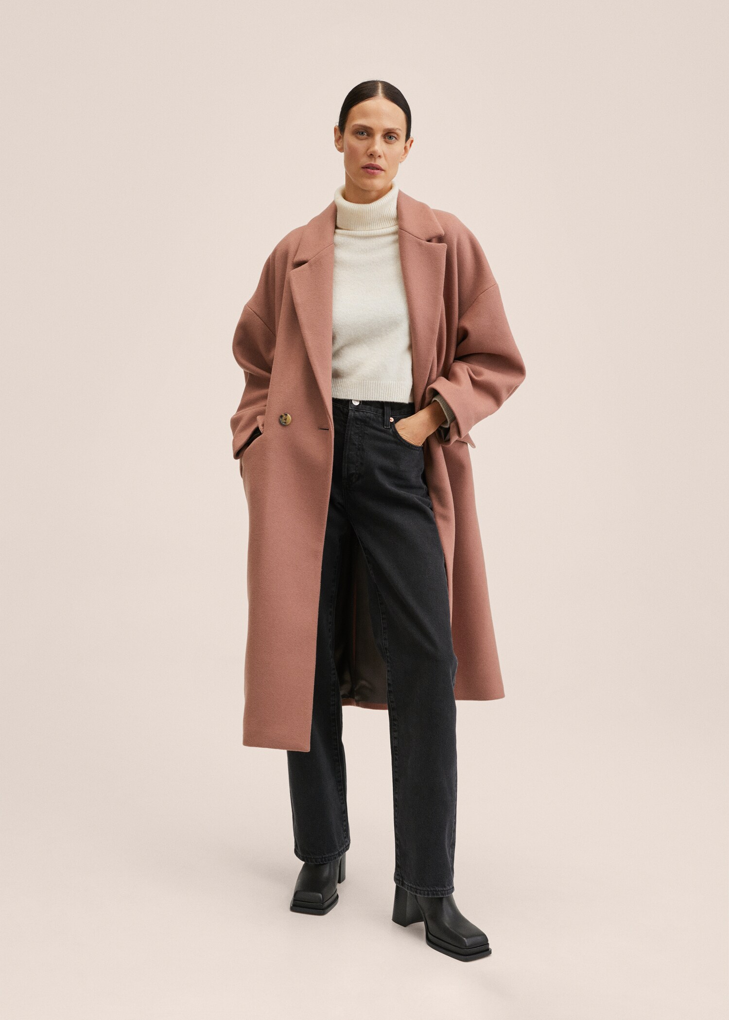 Abrigo lana oversize - Plano general