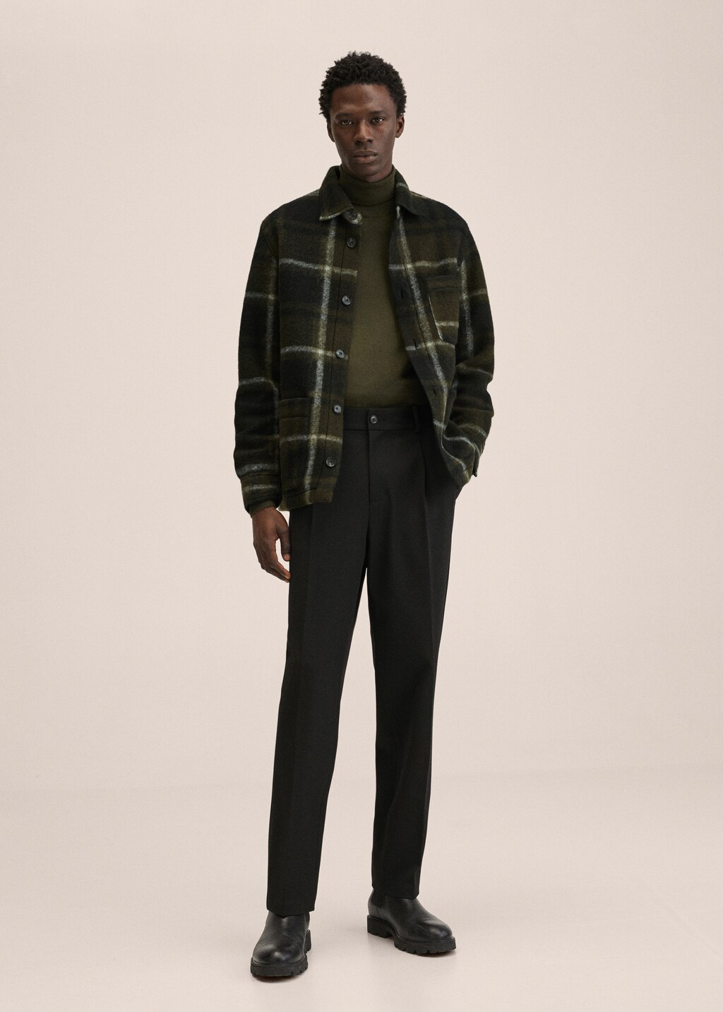Sobrecamisa lana cuadros Hombre MANGO OUTLET Andorra