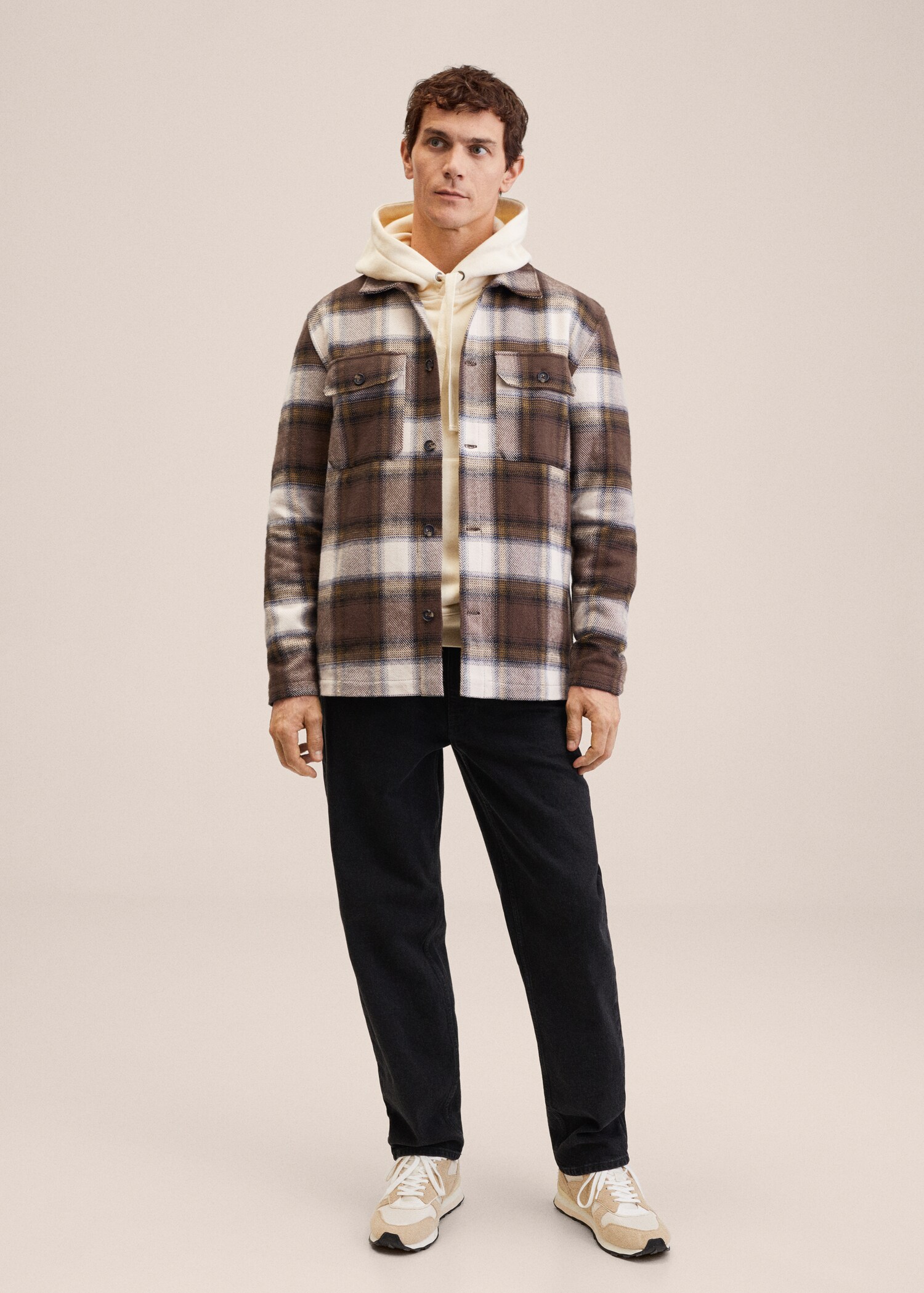 Recycled cotton check overshirt - General plane