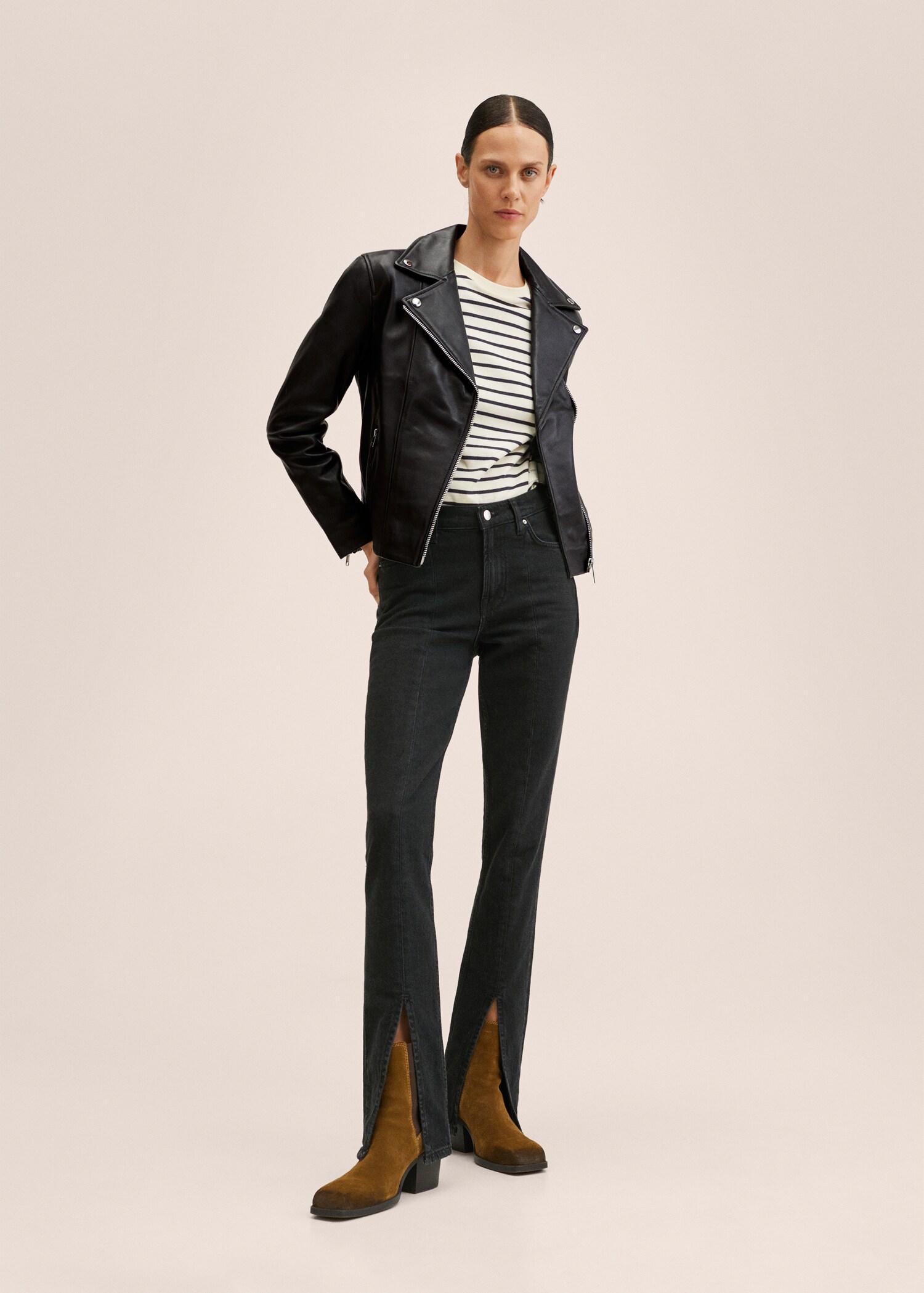 Leather biker jacket - General plane