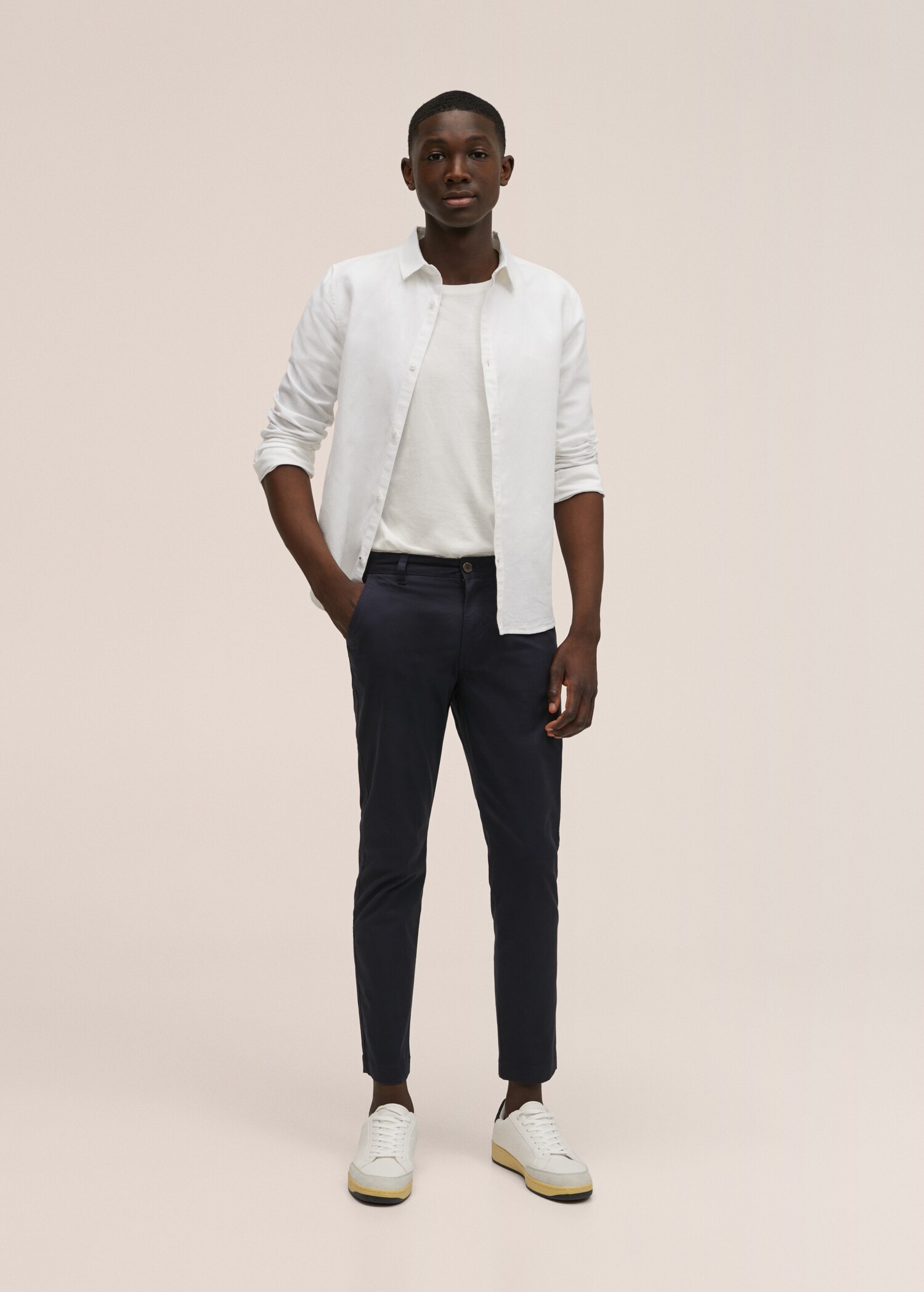 Regular-fit cotton linen-blend shirt - General plane