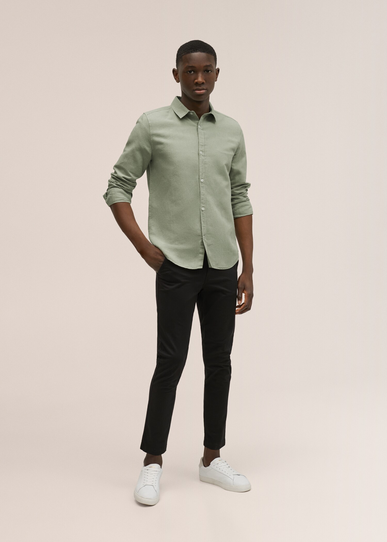 Regular-fit cotton linen-blend shirt - General plane