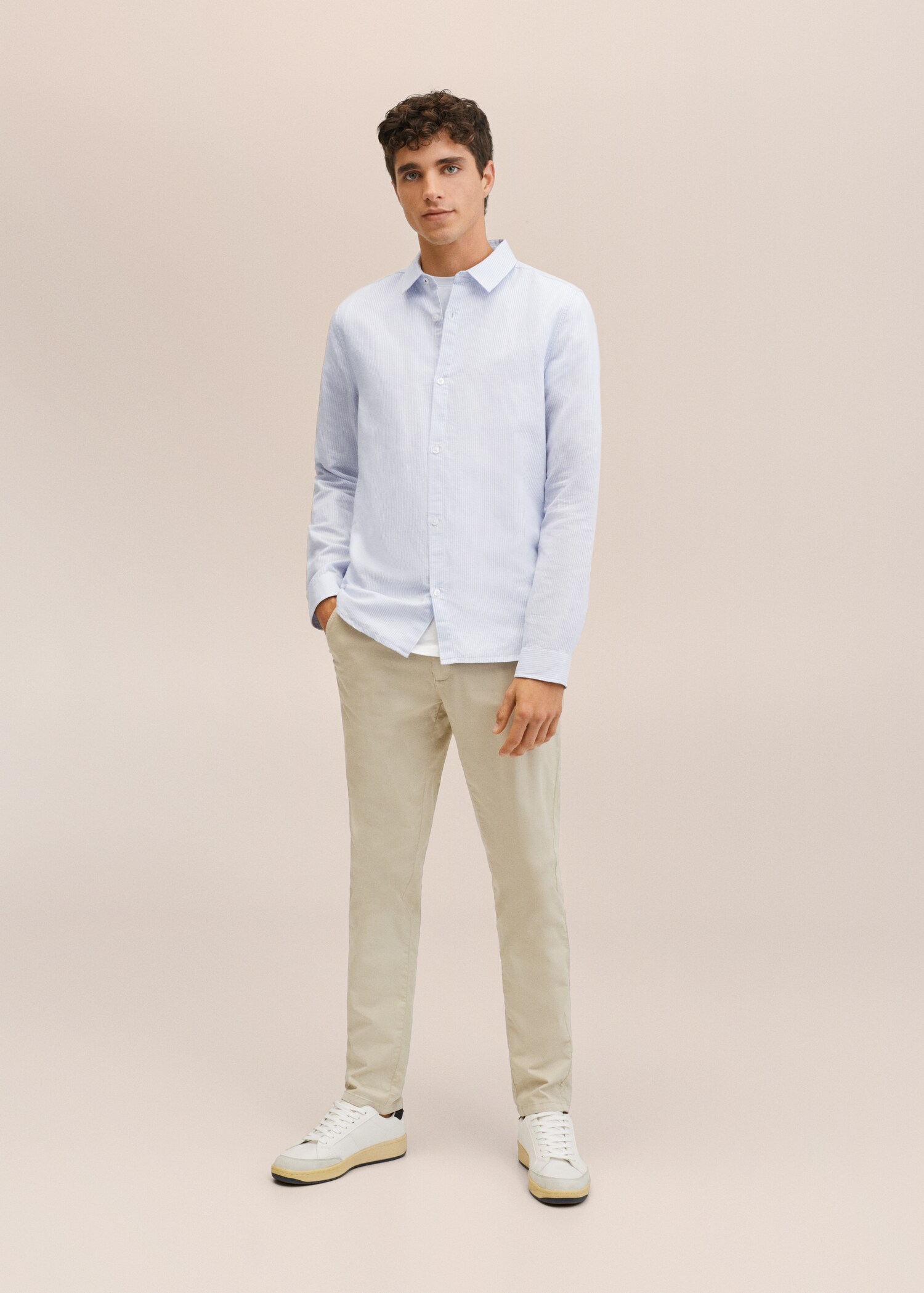 Striped cotton linen shirt - General plane