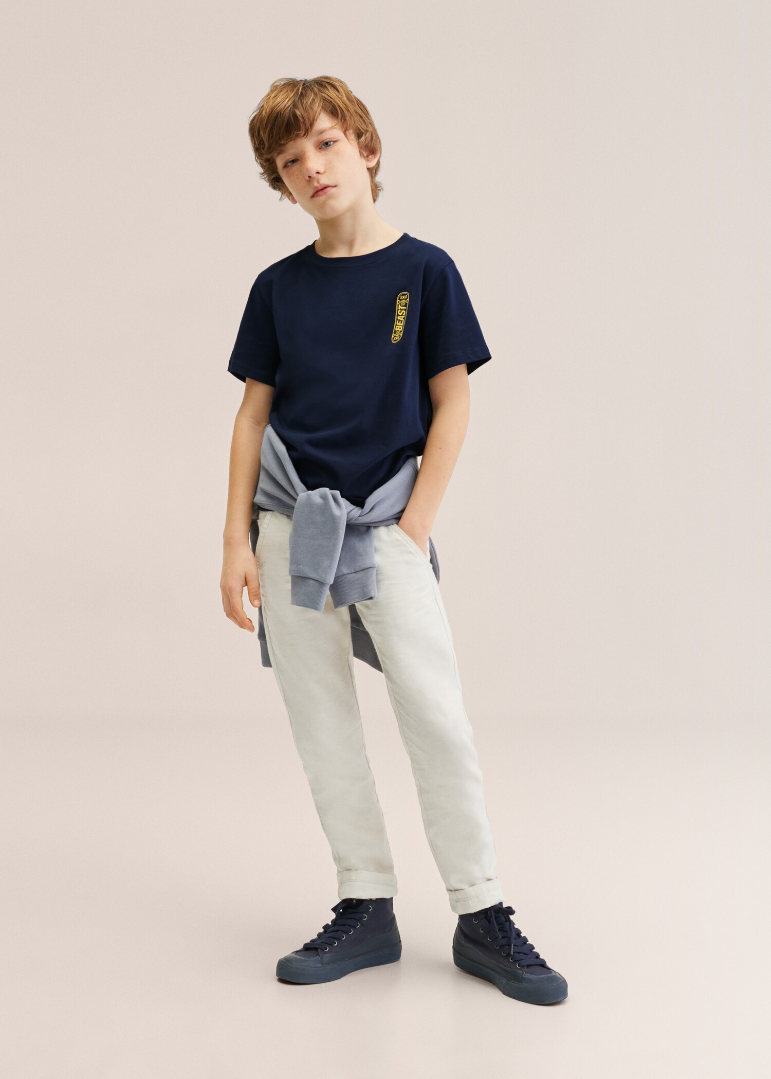 Pantalón slim fit algodón lino - Plano general