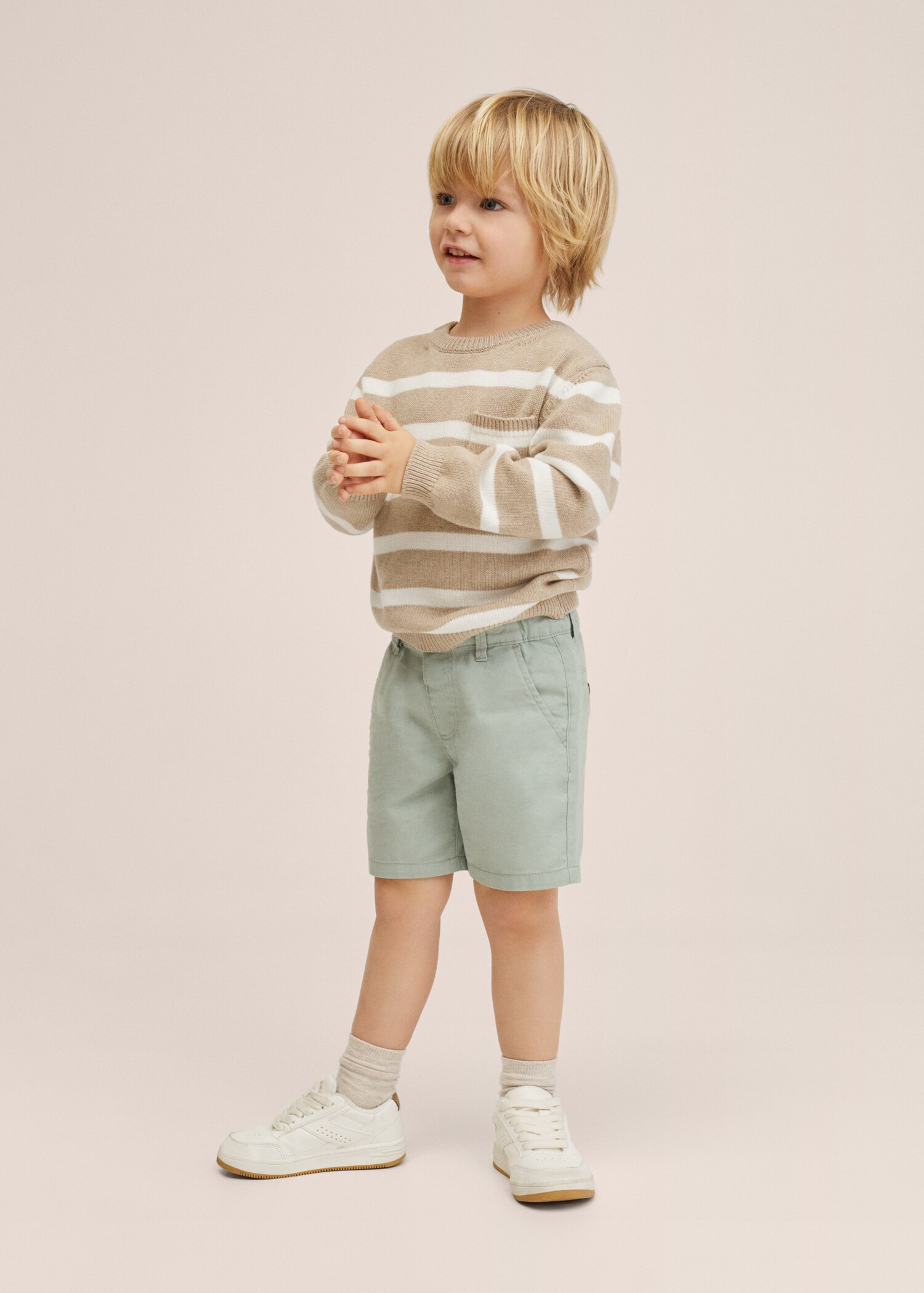 Cotton linen chino-style shorts - General plane