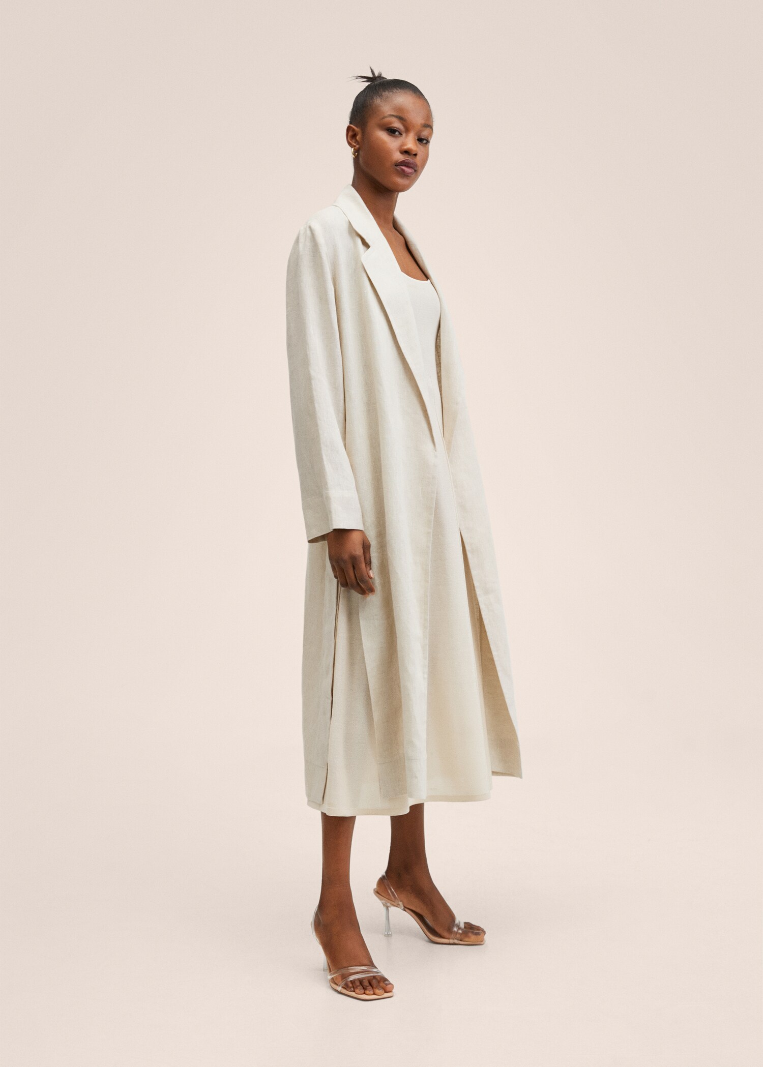 100% linen trench coat - General plane