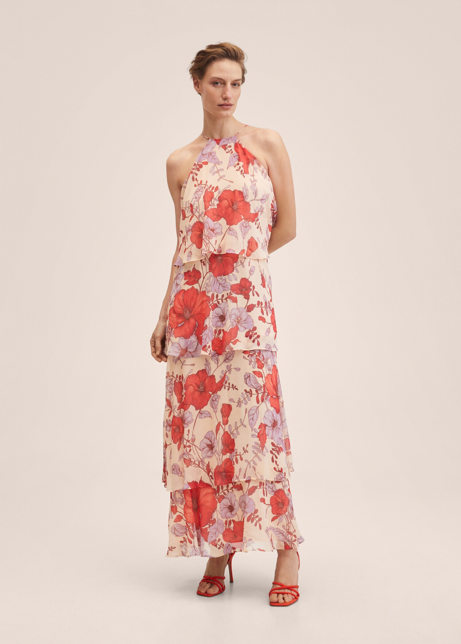 Vestido estampado floral volantes - Plano general