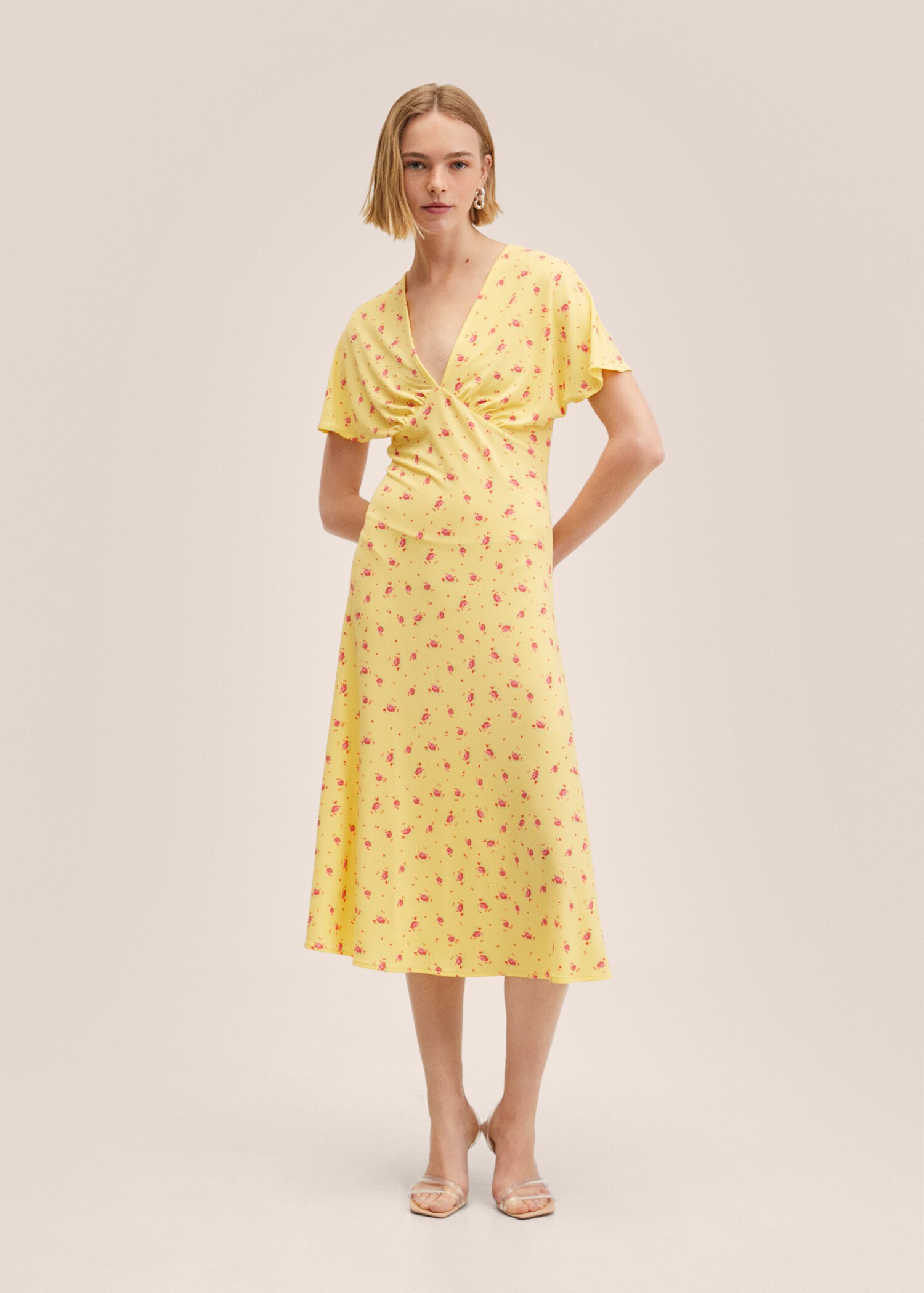 Vestido estampado midi - Plano general