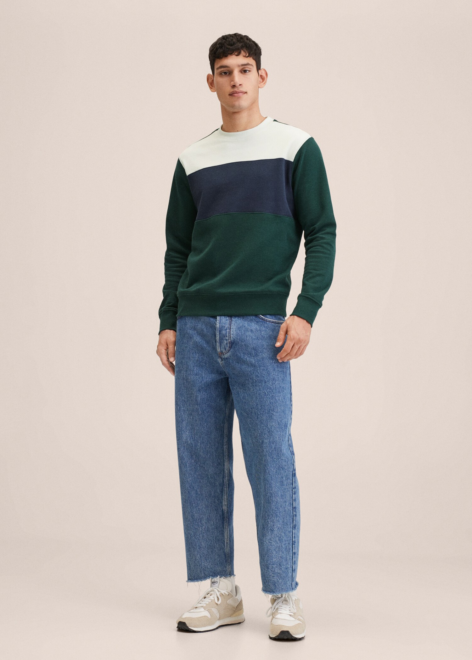 Sudadera felpa color block - Plano general