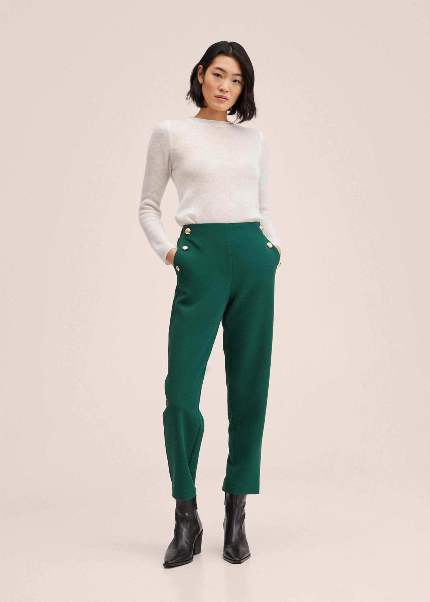 Pantalón crop botones - Plano general