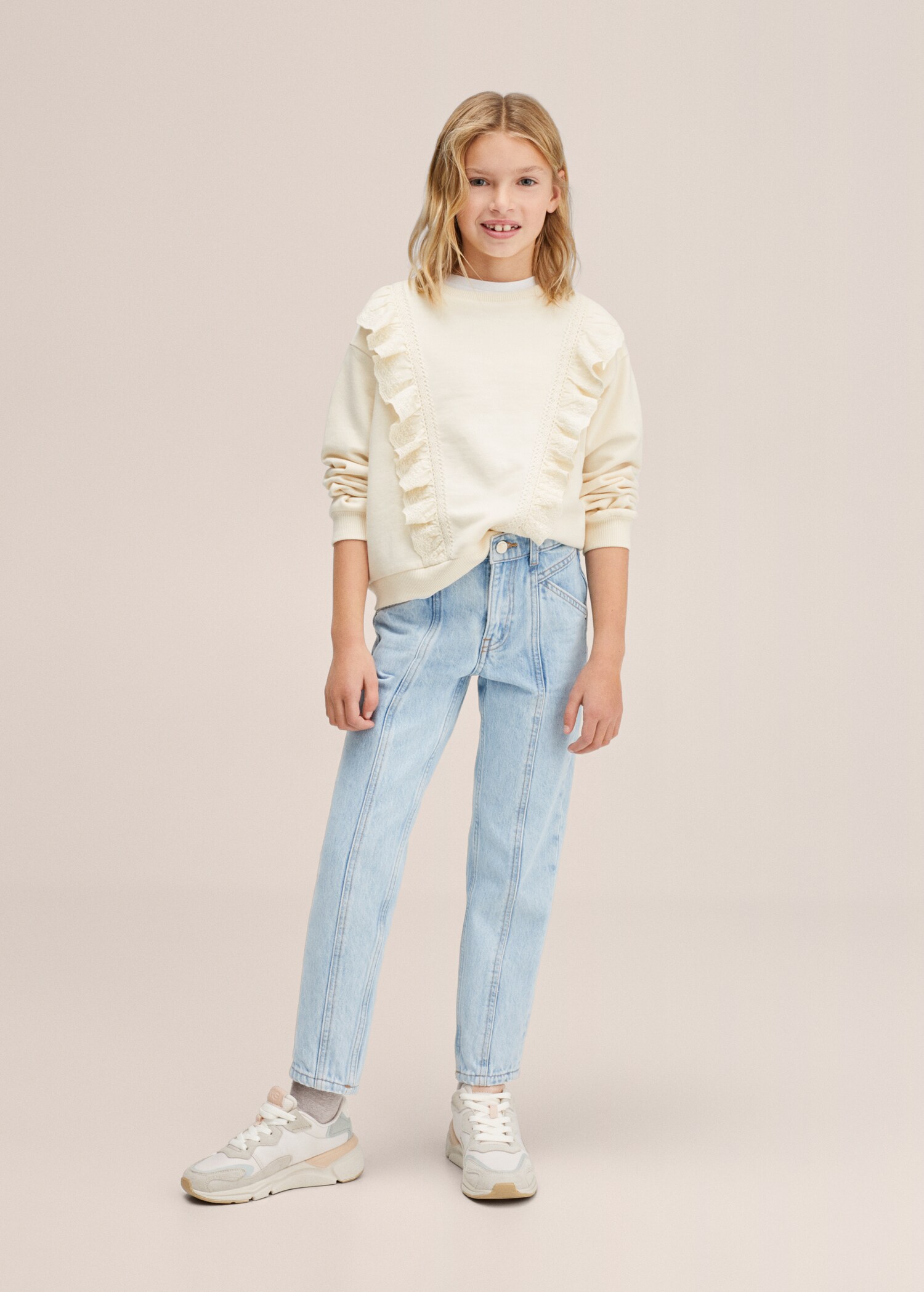 Baumwoll-Sweatshirt mit Rüschen - Allgemeine Ansicht