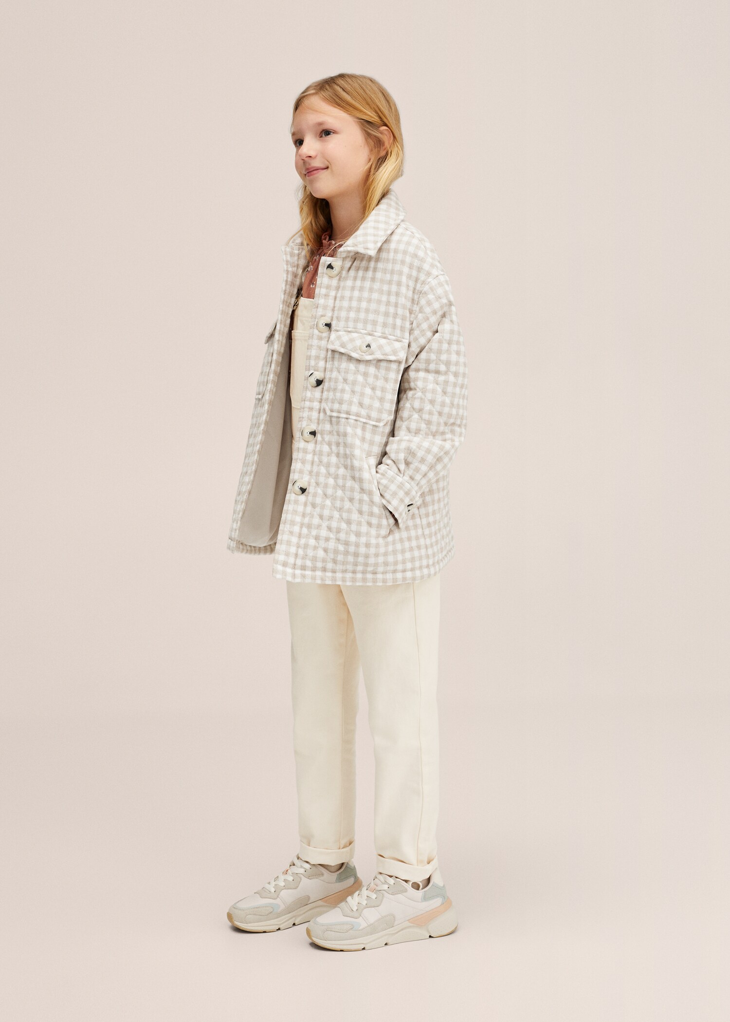 Gingham check padded overshirt - General plane