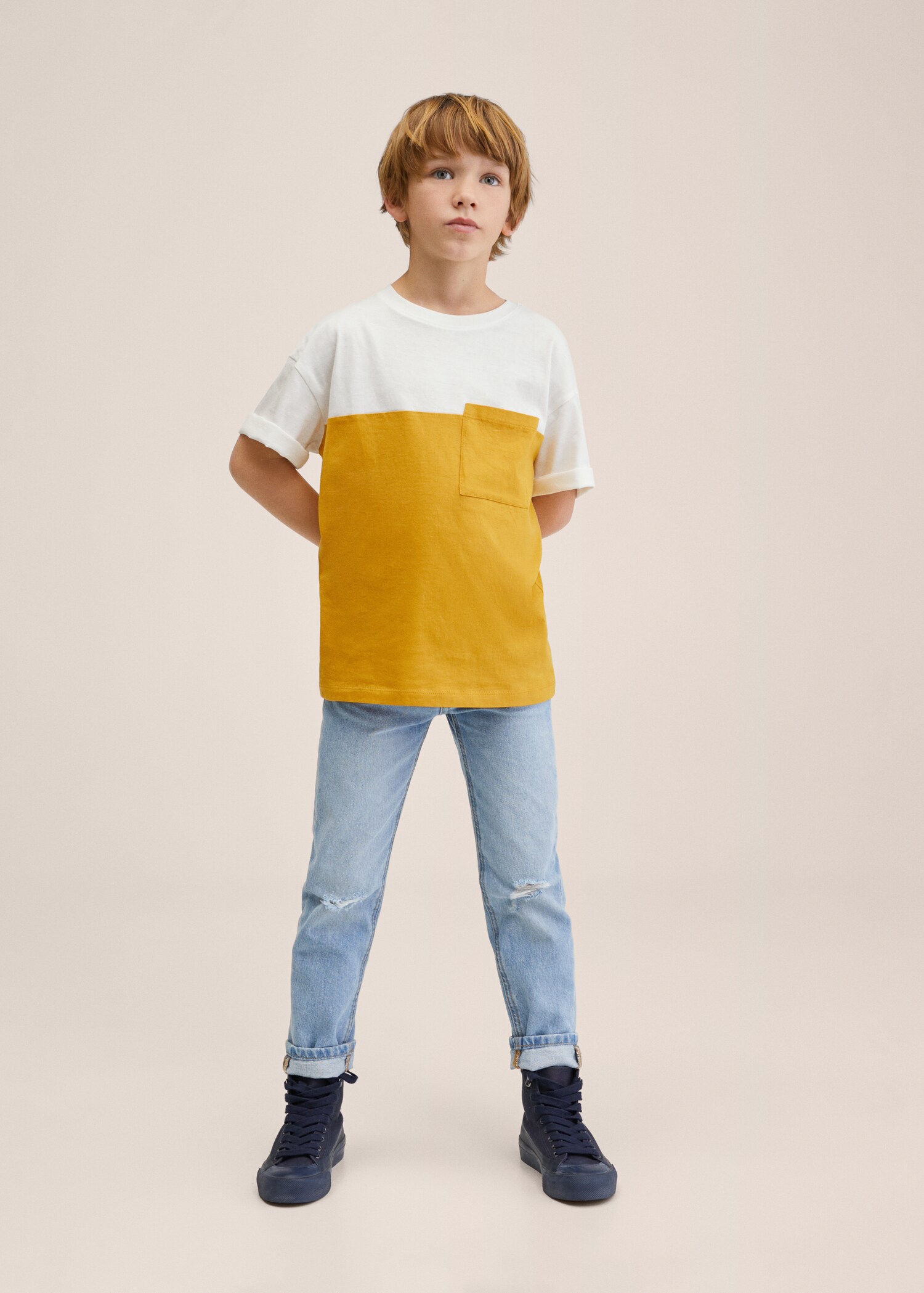 Chest-pocket bicolour T-shirt - General plane