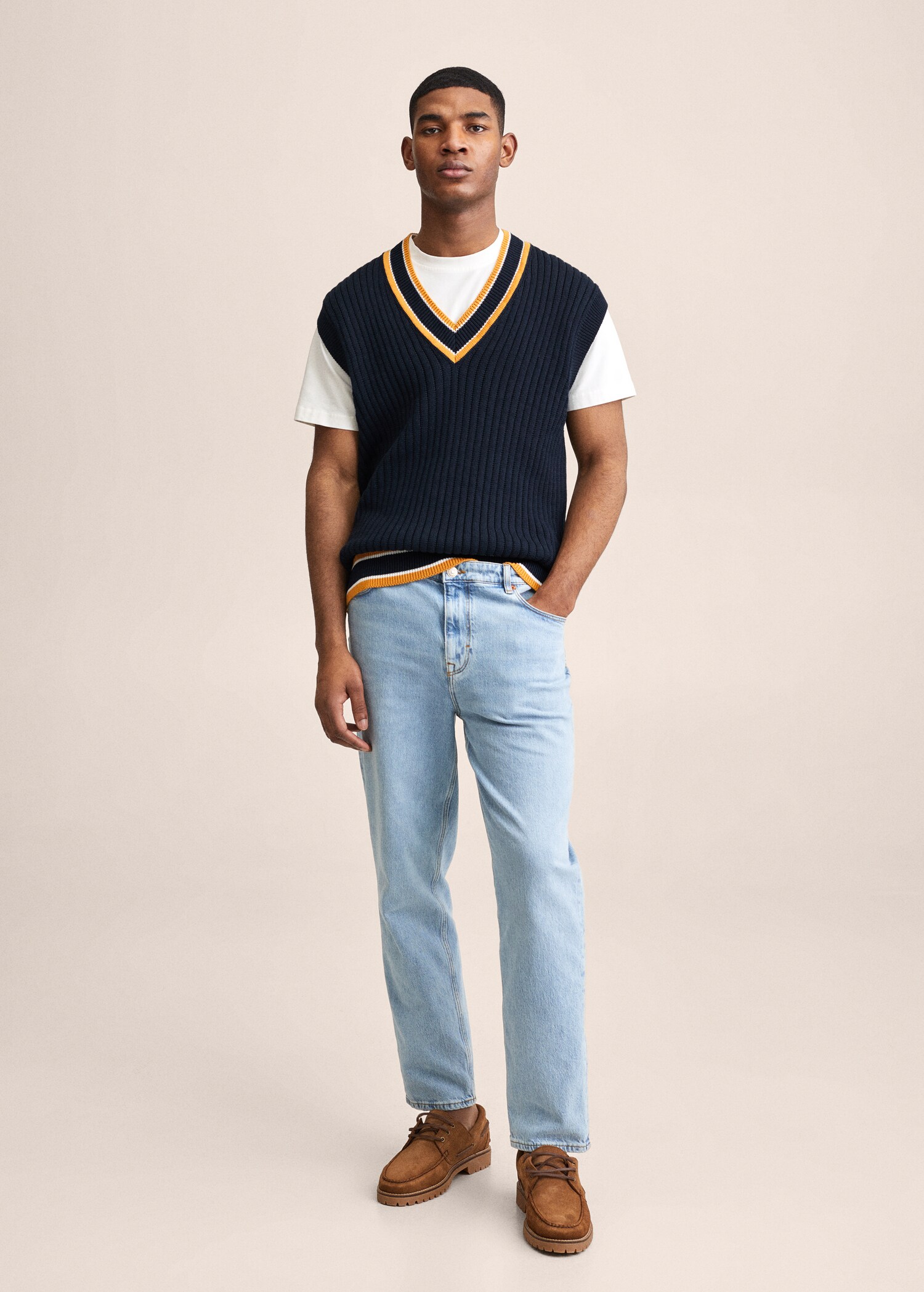 Cotton varsity gilet - General plane