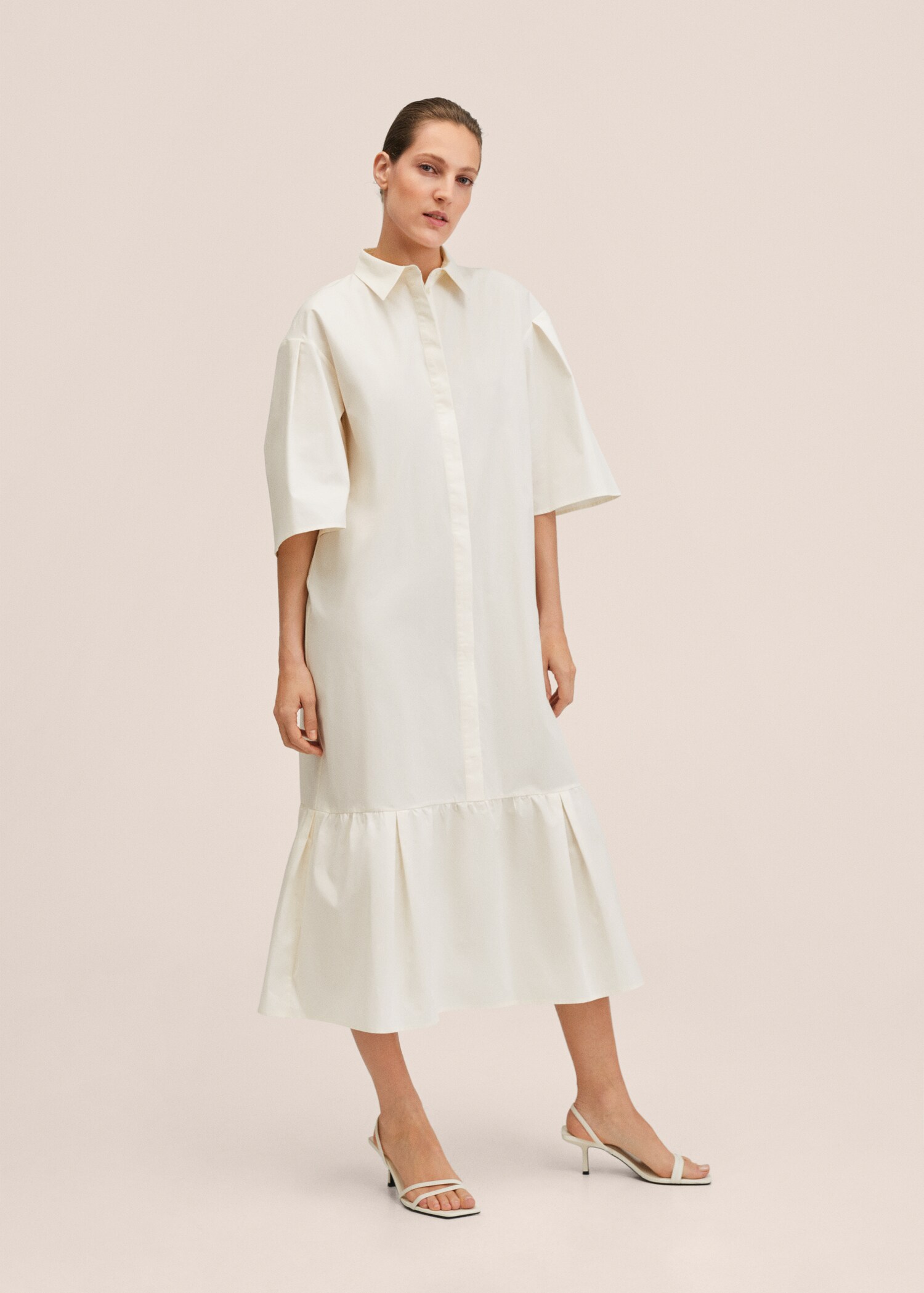 Vestido camisero algodón oversize - Plano general