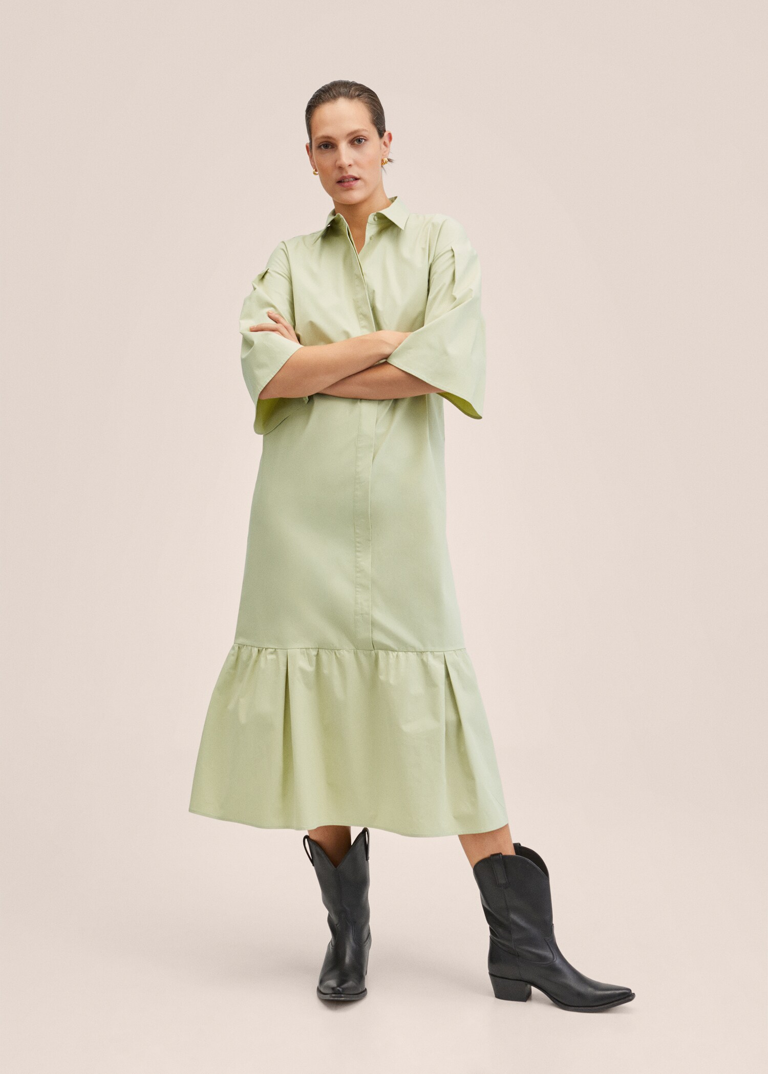 Vestido camisero algodón oversize - Plano general
