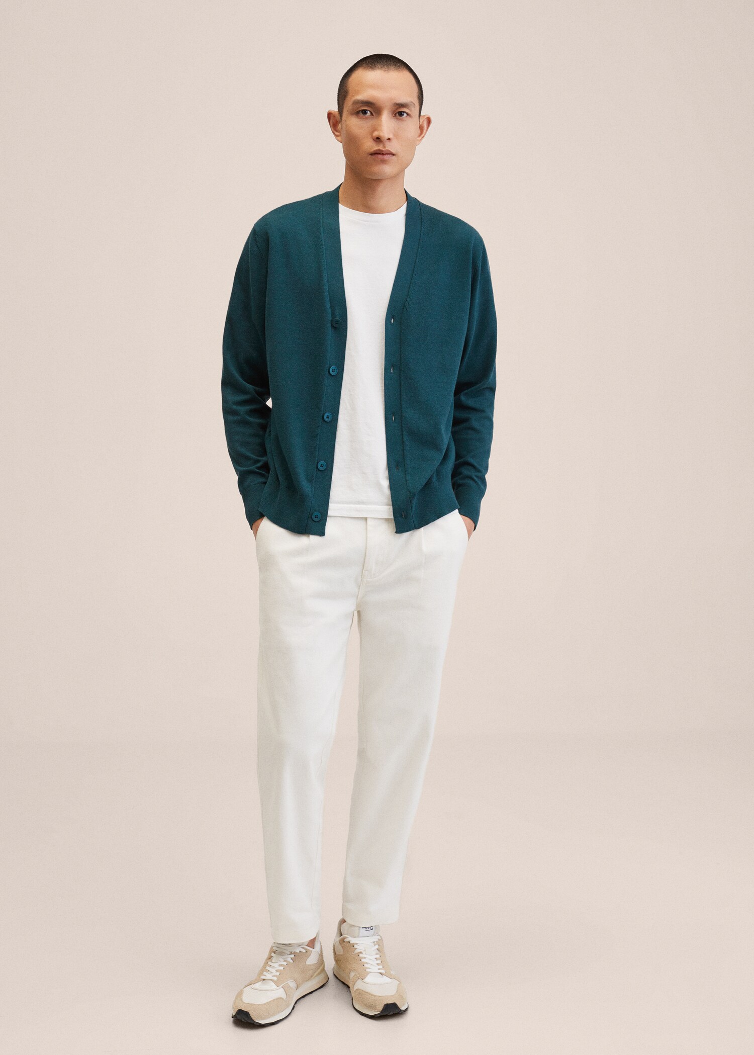 Buttoned cotton cardigan - General plane