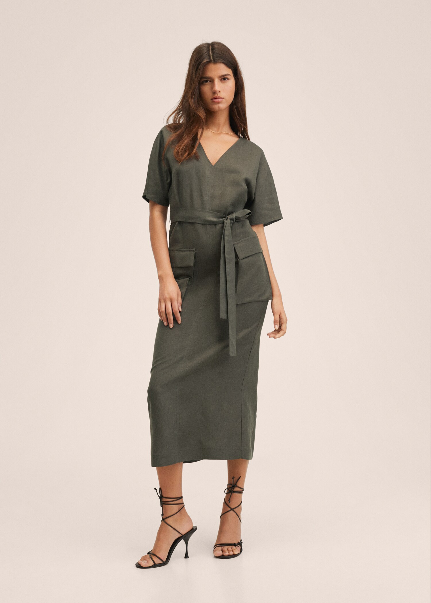 Belt linen dress - General plane