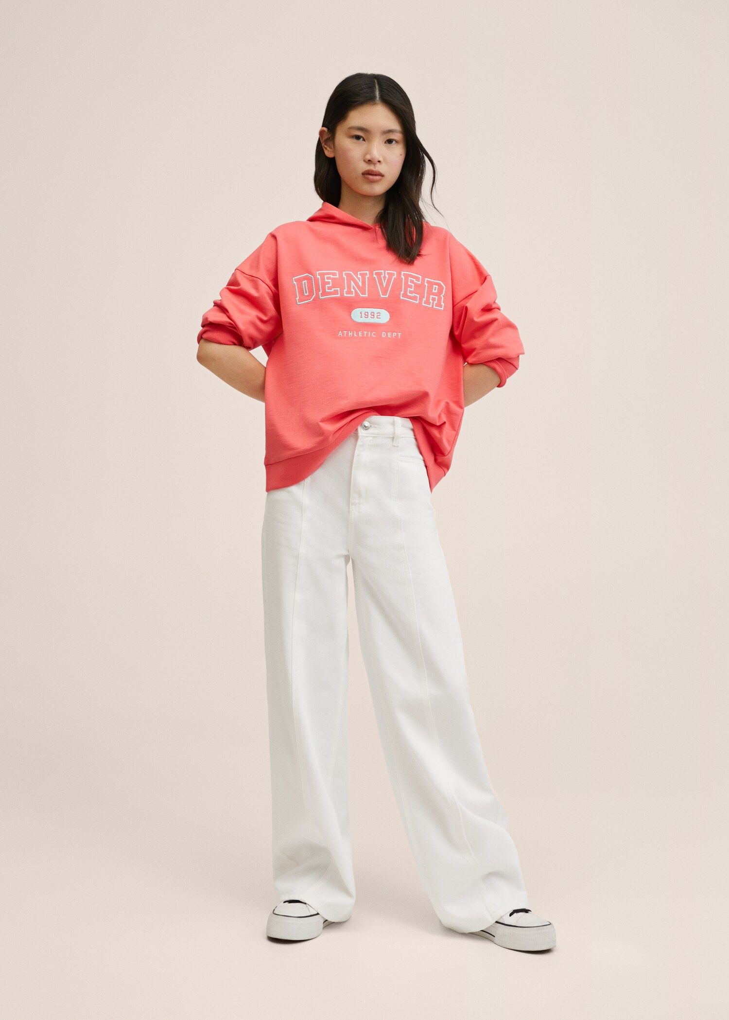 Mönstrad sweatshirt med huva - Allmän bild