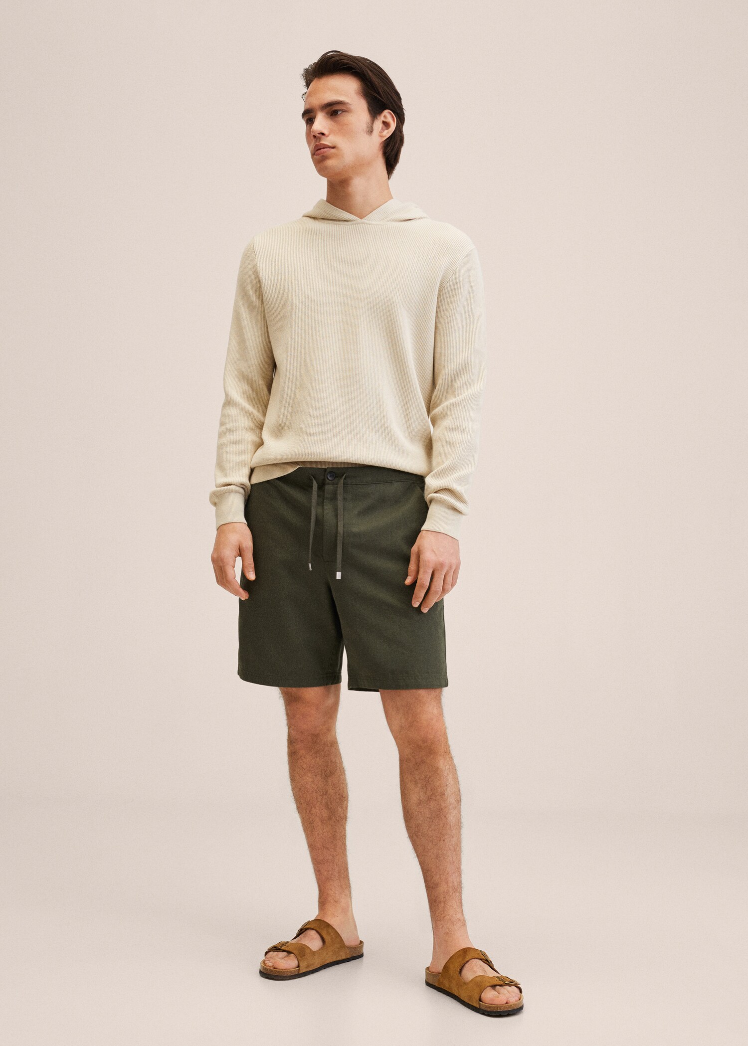Bermudashorts aus Baumwoll-/Leinen-Mix mit Kordelzug - Allgemeine Ansicht
