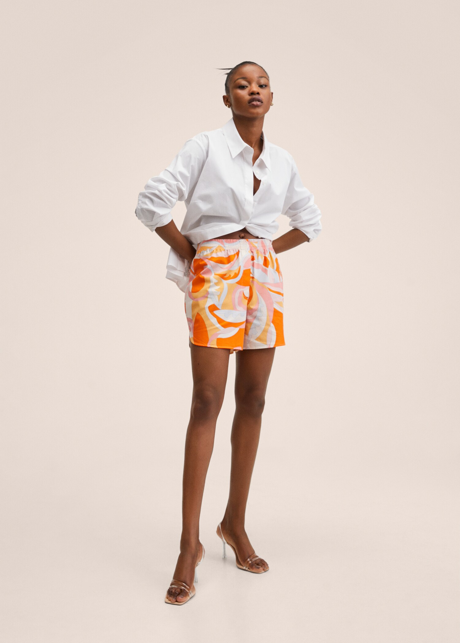 Printed cotton-blend short - General plane