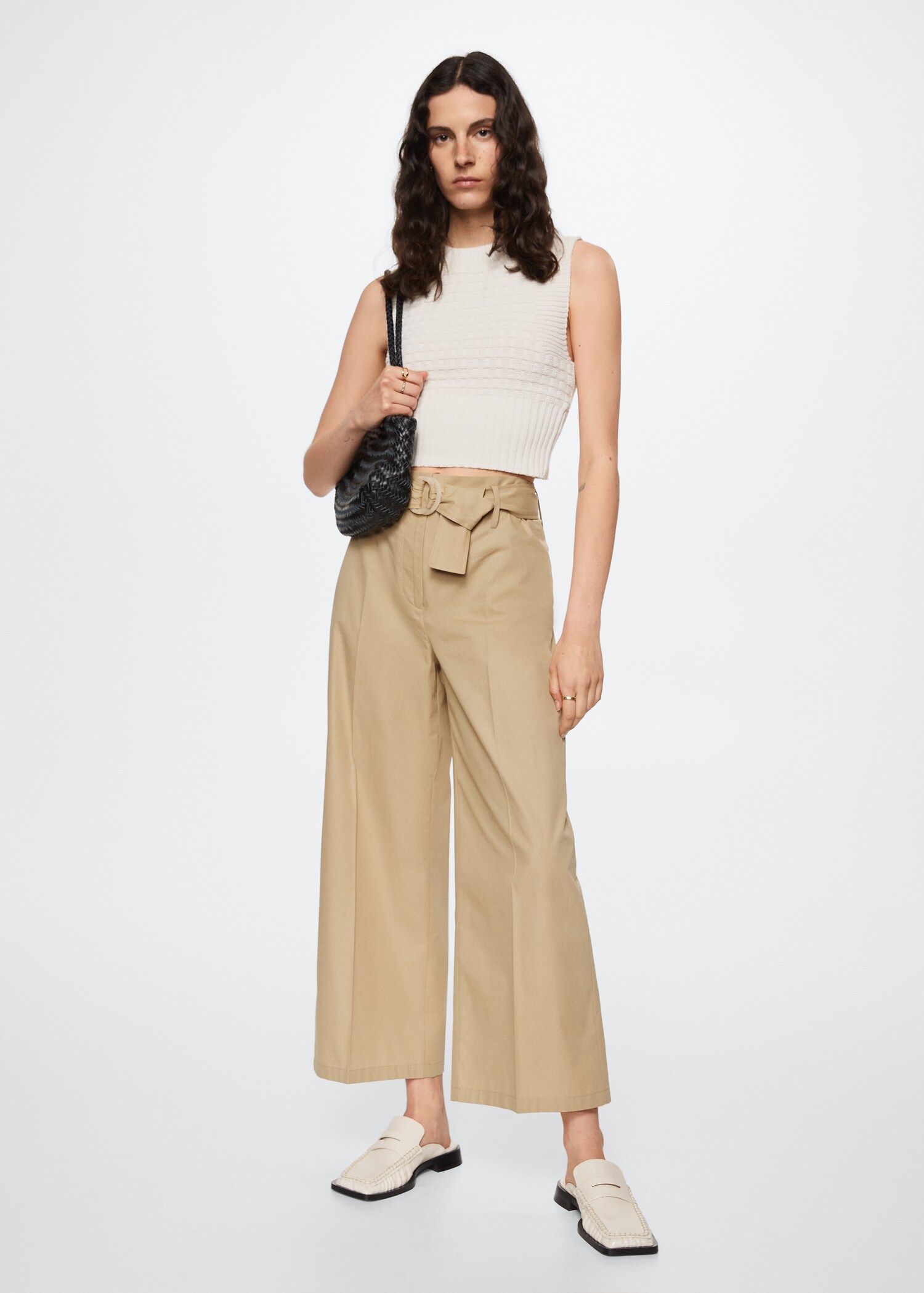 Belt cotton-blend trousers - General plane
