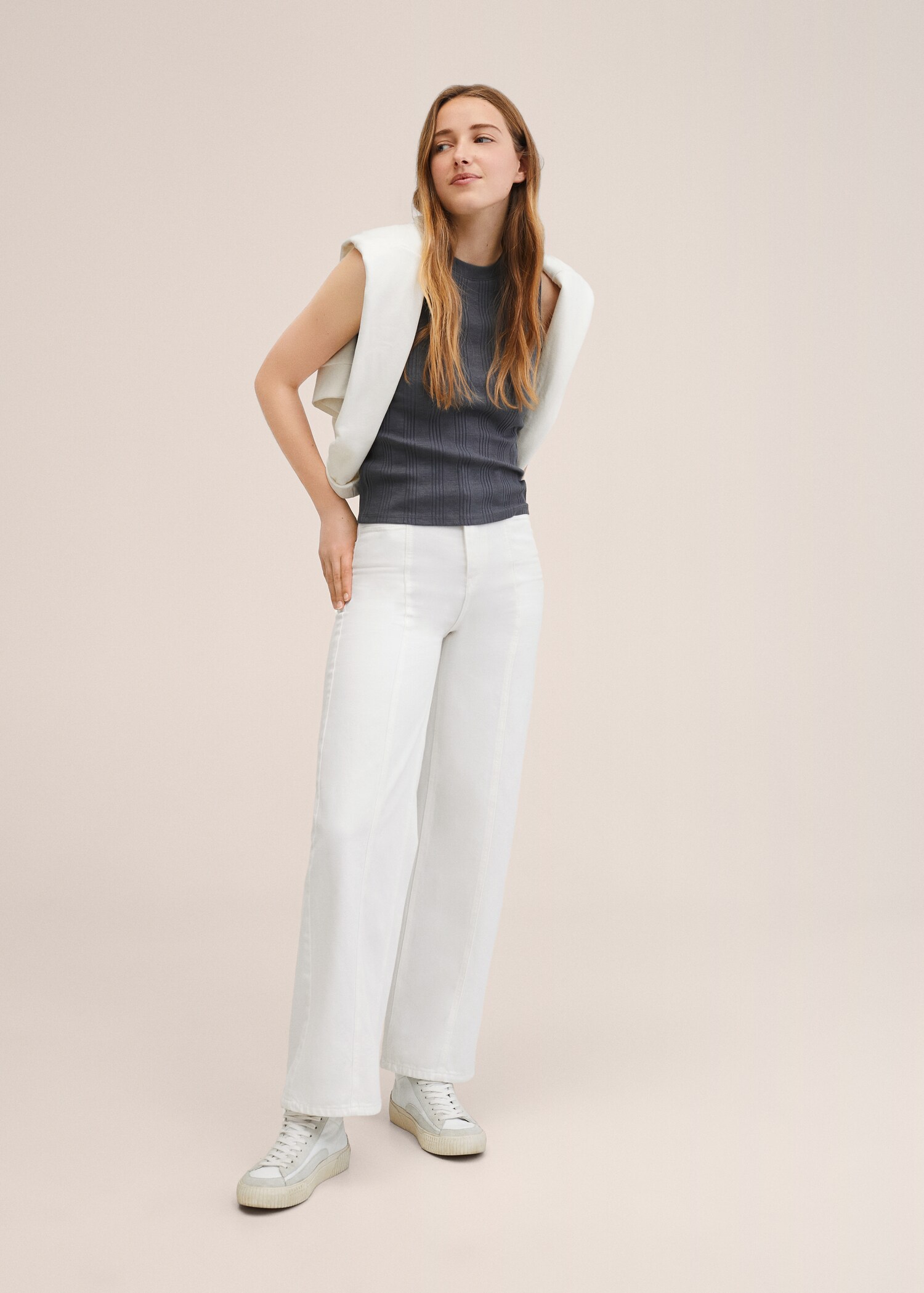 Ribbed cotton-blend top - General plane