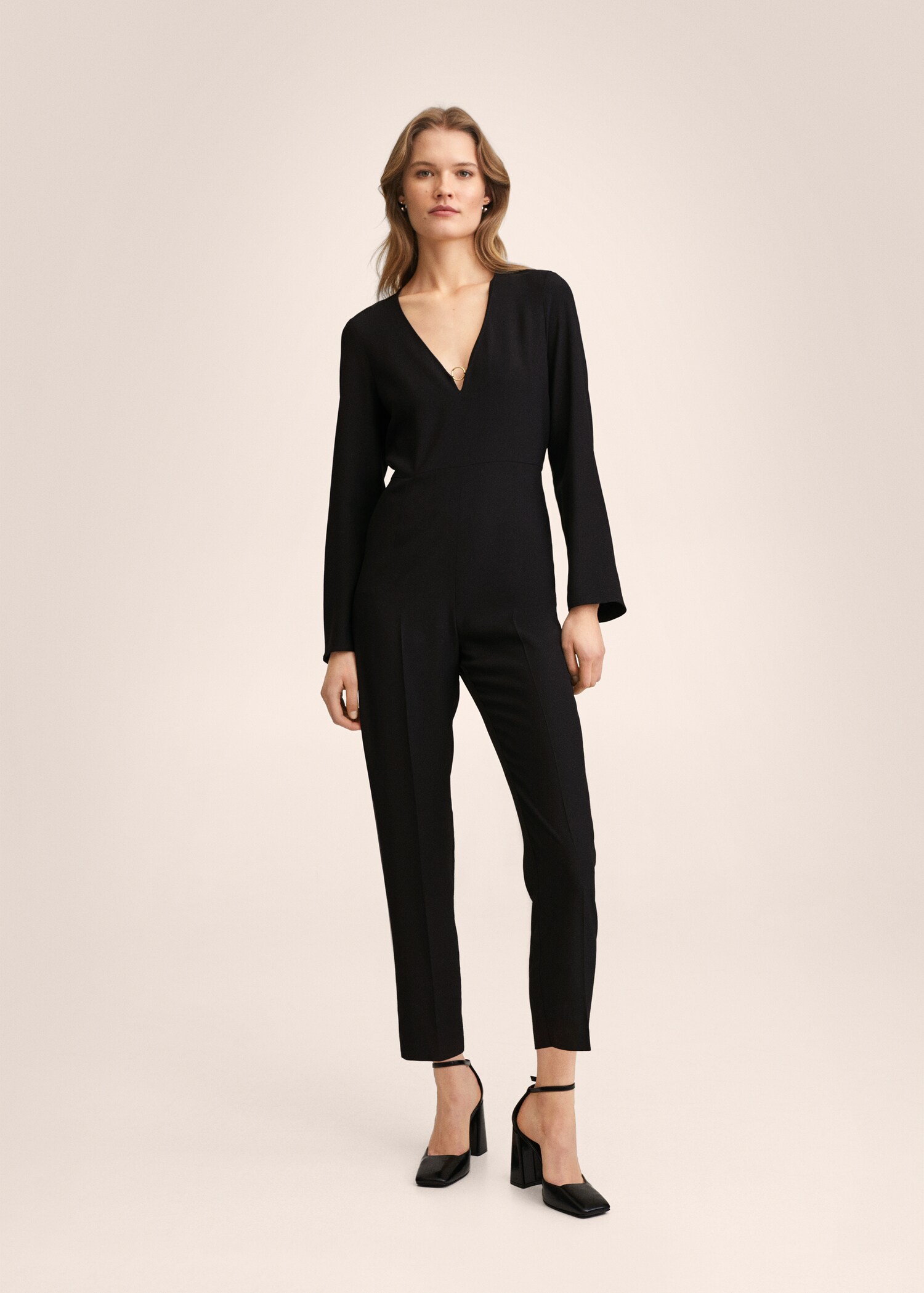 Fluid jumpsuit with metallic applique  - General plane