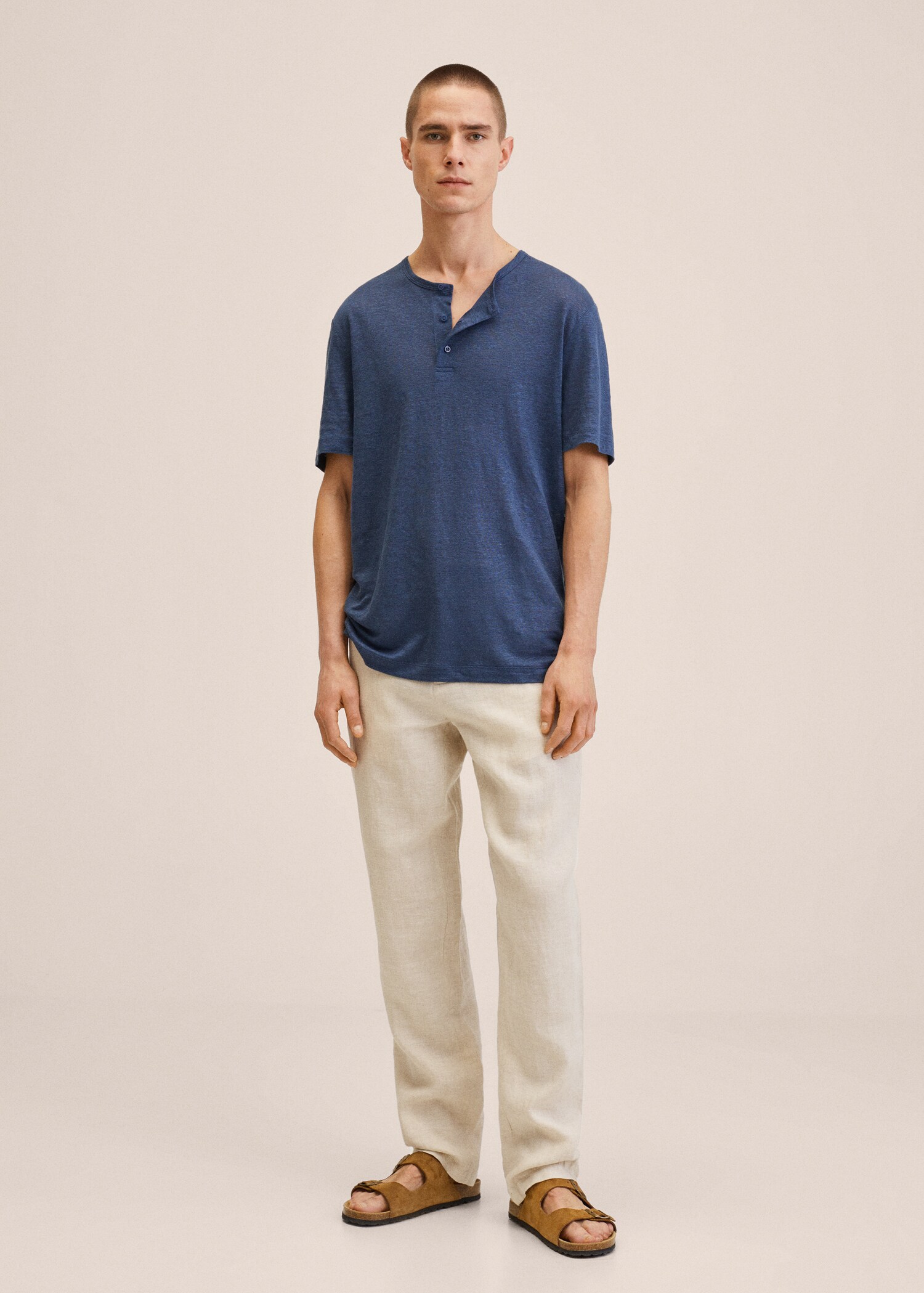Henley linen-blend T-shirt - General plane