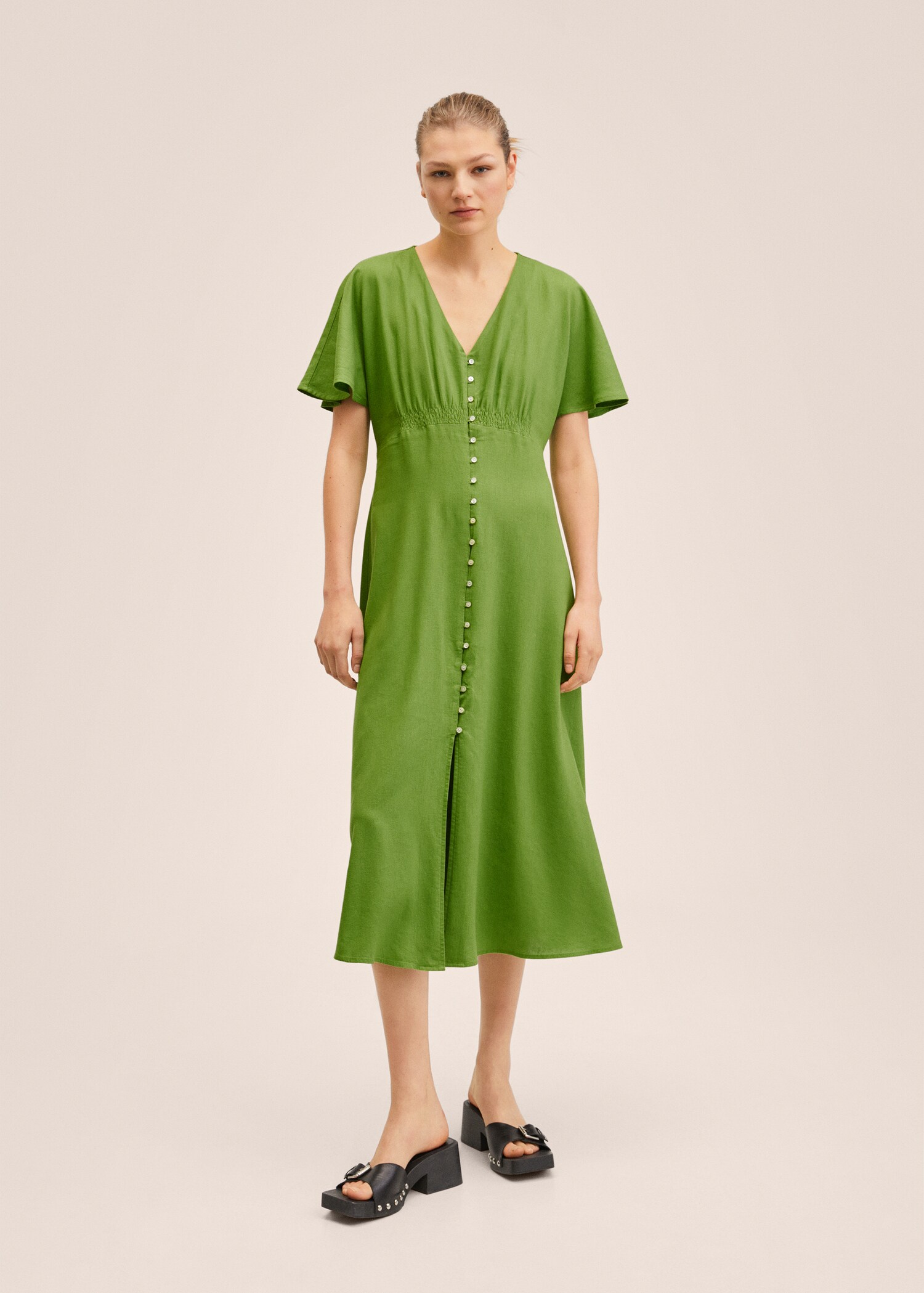Vestido lino botones - Plano general