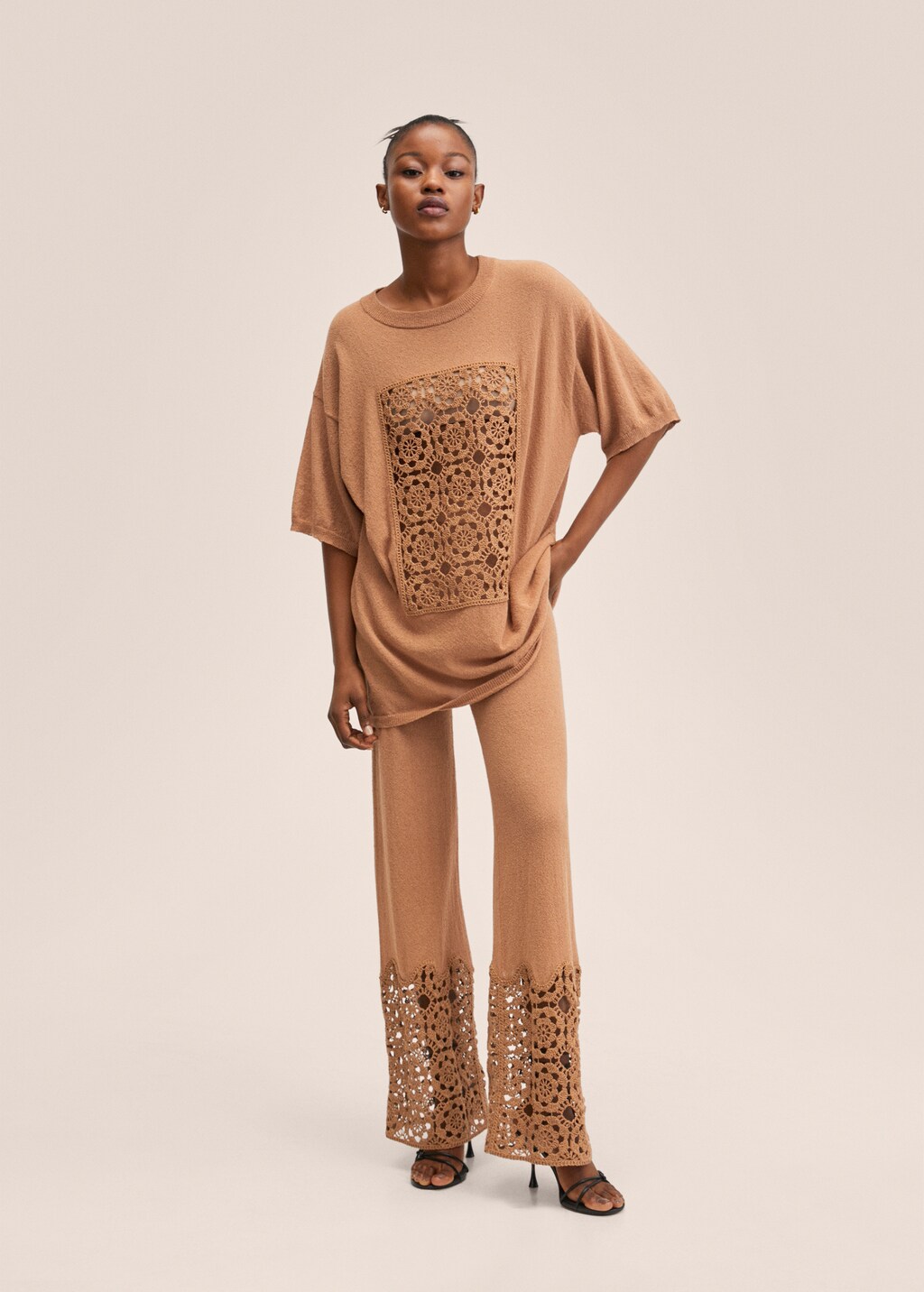 ○ファー付き メランジタイプ カーキ色 ネックウォーマー○n2-92