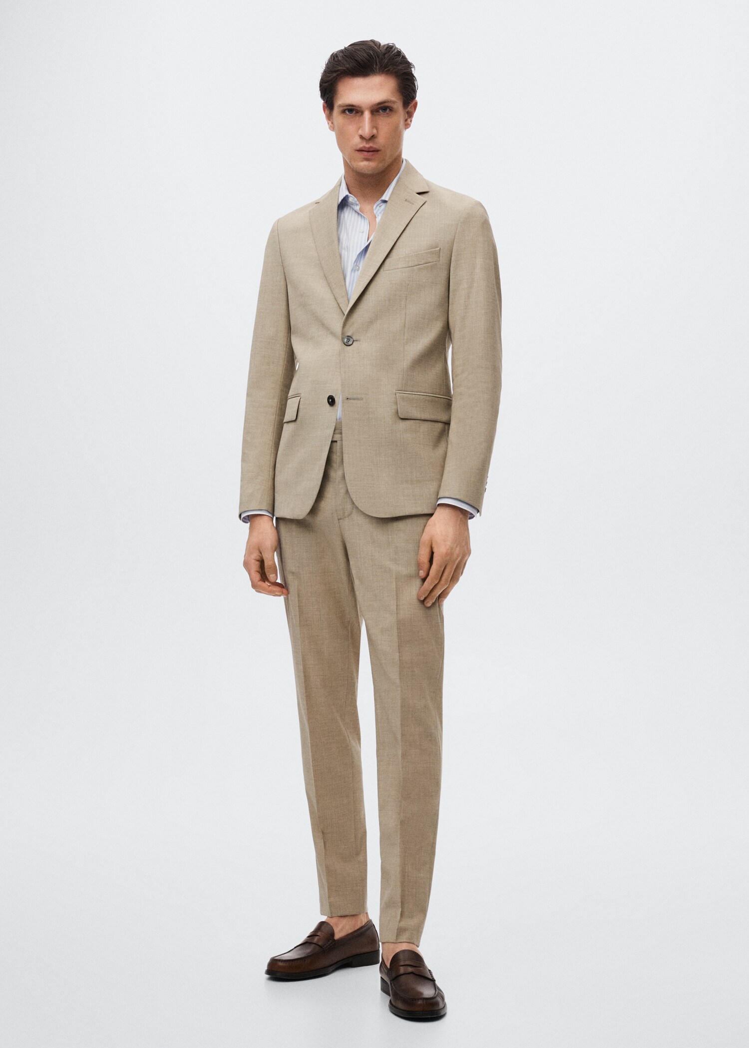 Slim fit wool suit trousers - General plane