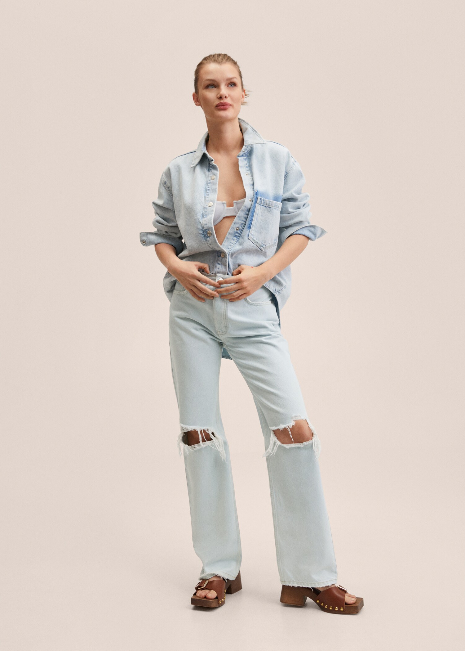 High-waist straight jeans - General plane