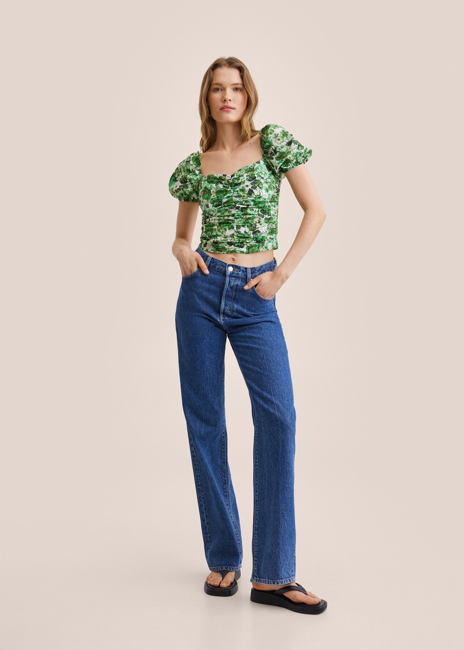 Blusa estampada fruncido - Plano general