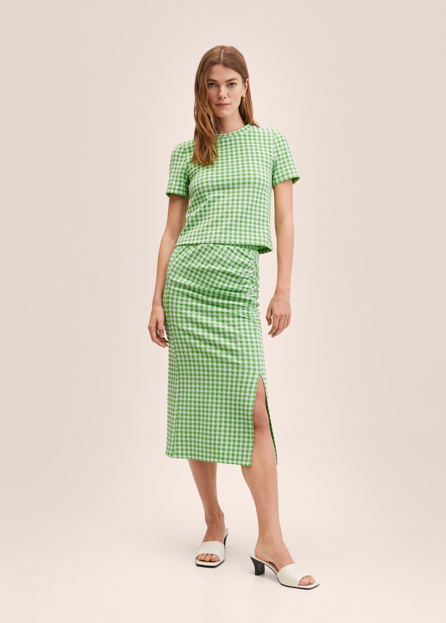 Gingham print skirt - General plane