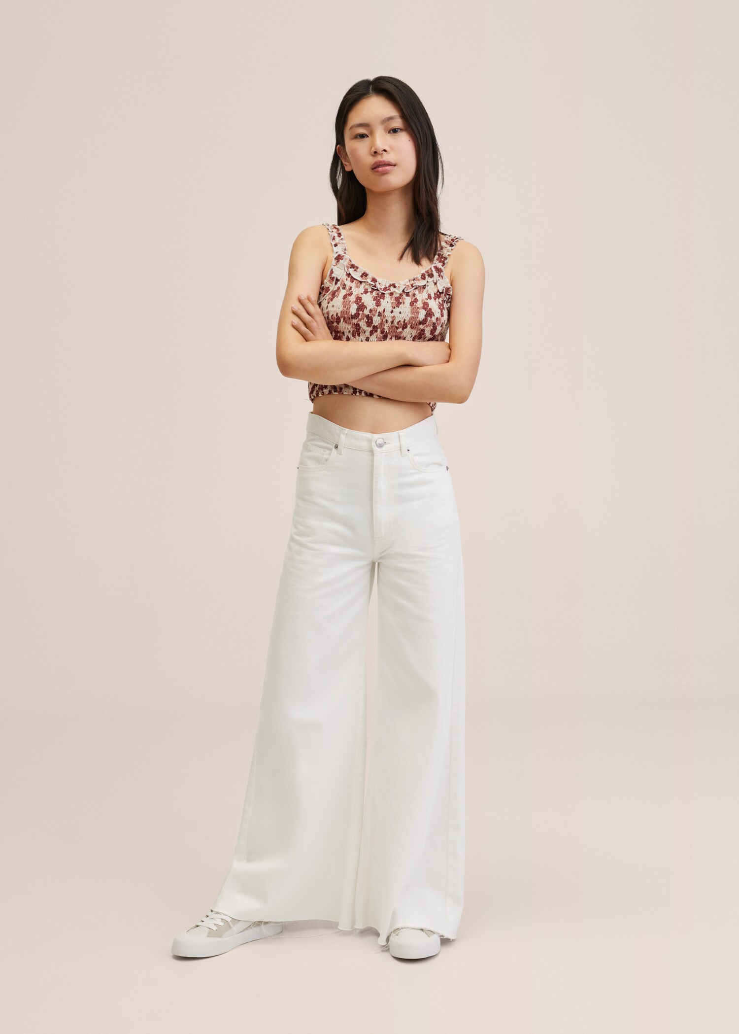 Blusa crop estampada - Plano general