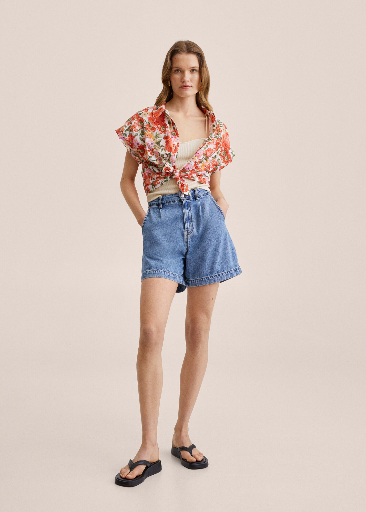 Ribbed cotton-blend top - General plane