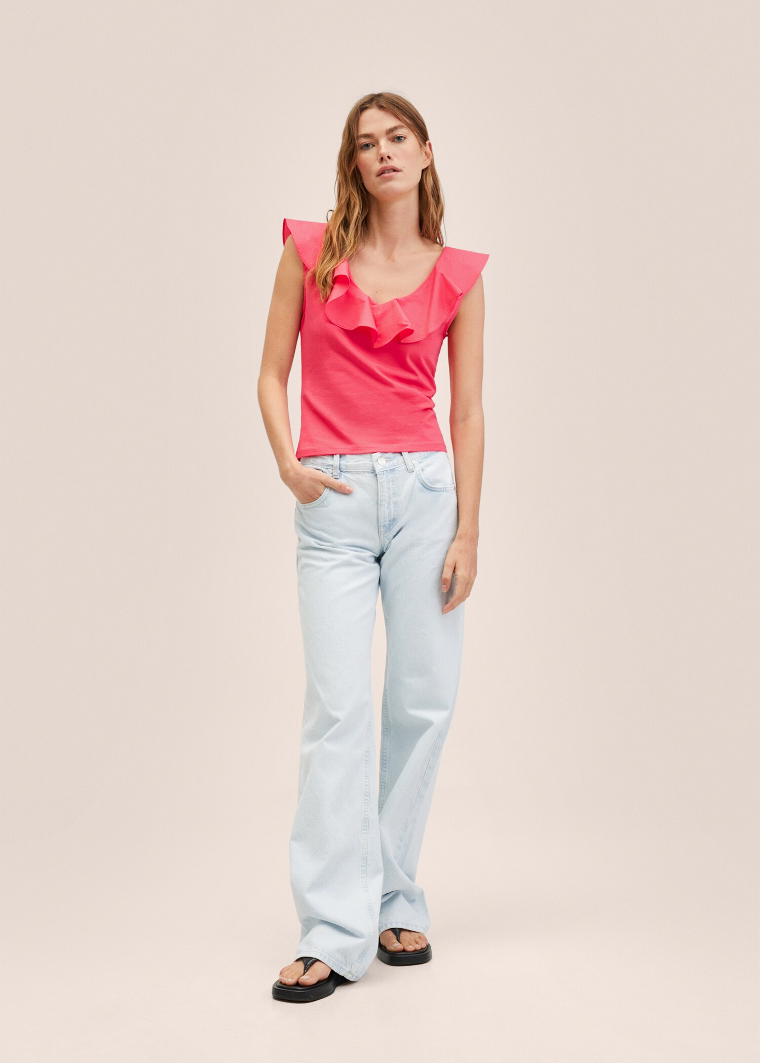 Ruffle cotton T-shirt - General plane