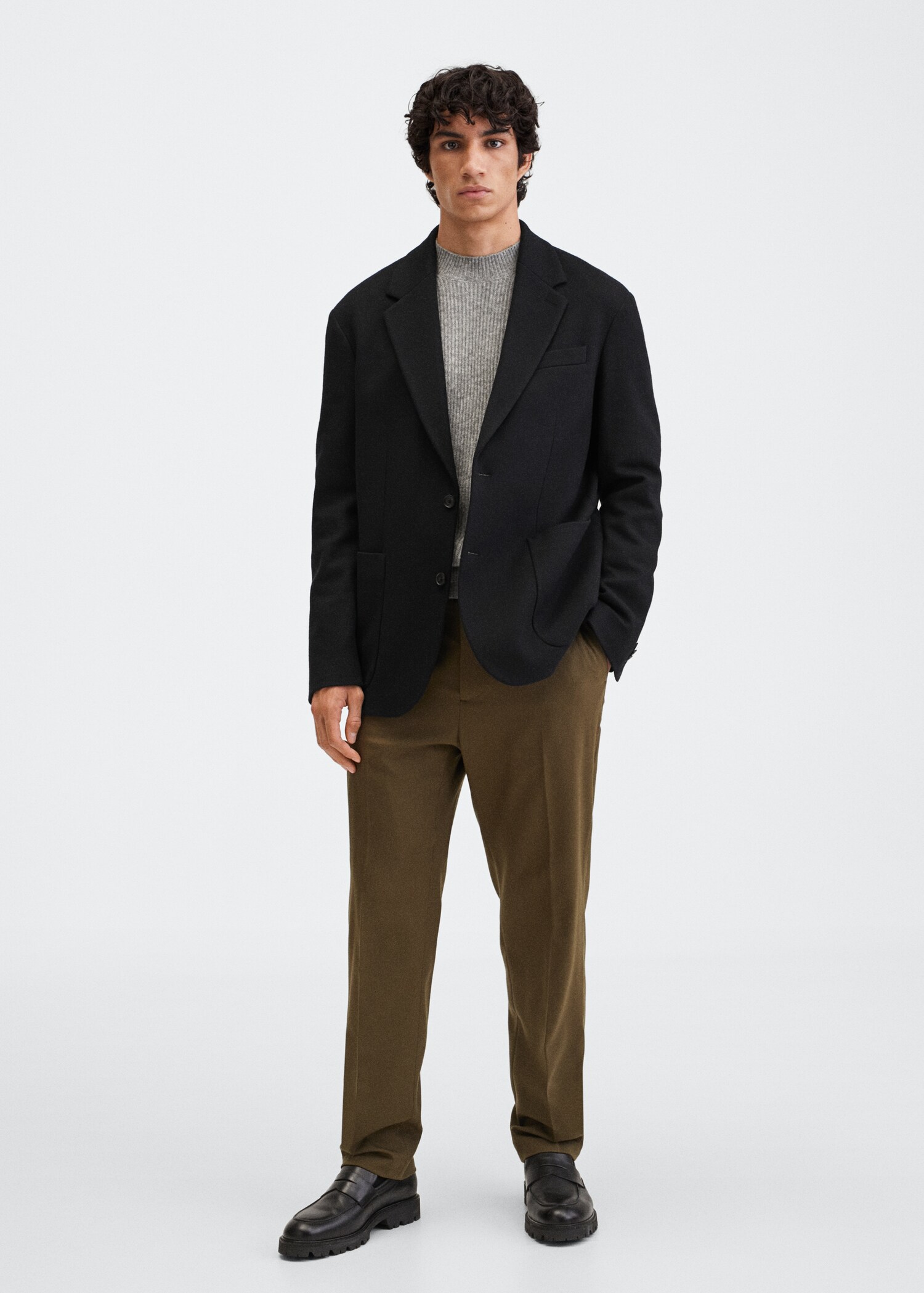 Virgin wool regular tailored jacket - General plane