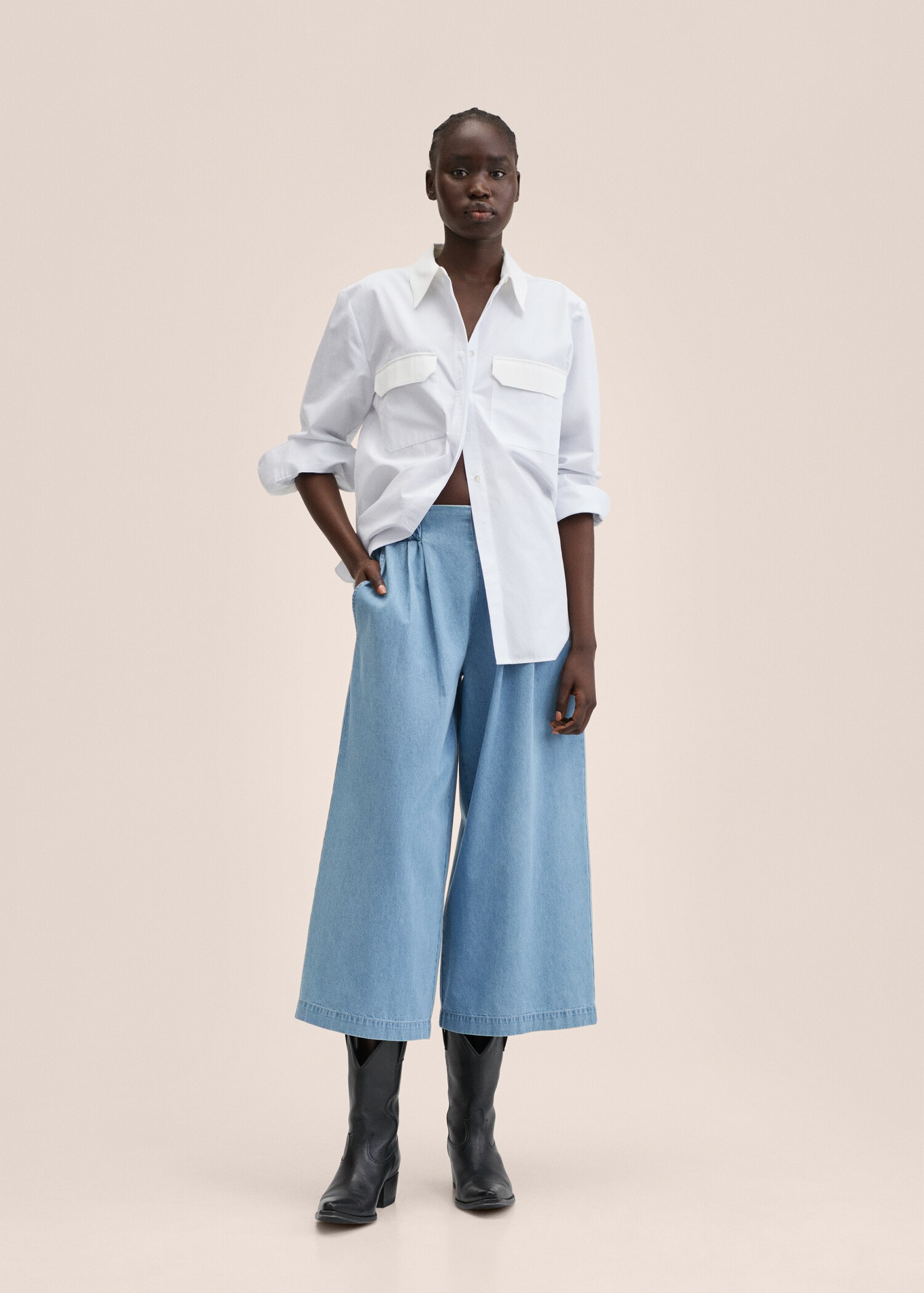 100% cotton culotte trousers  - General plane