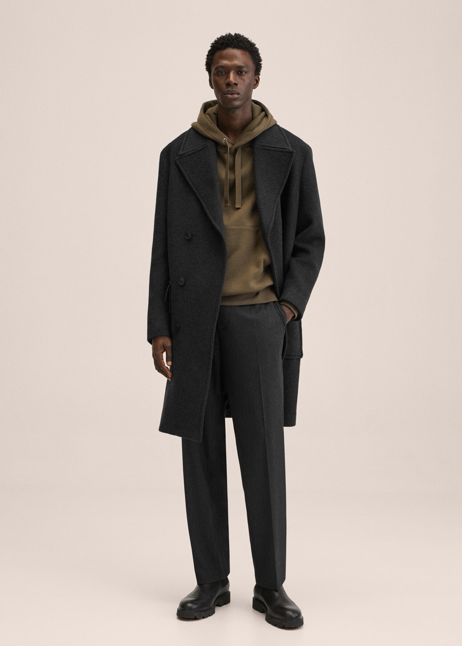 Recycled wool oversize coat - General plane