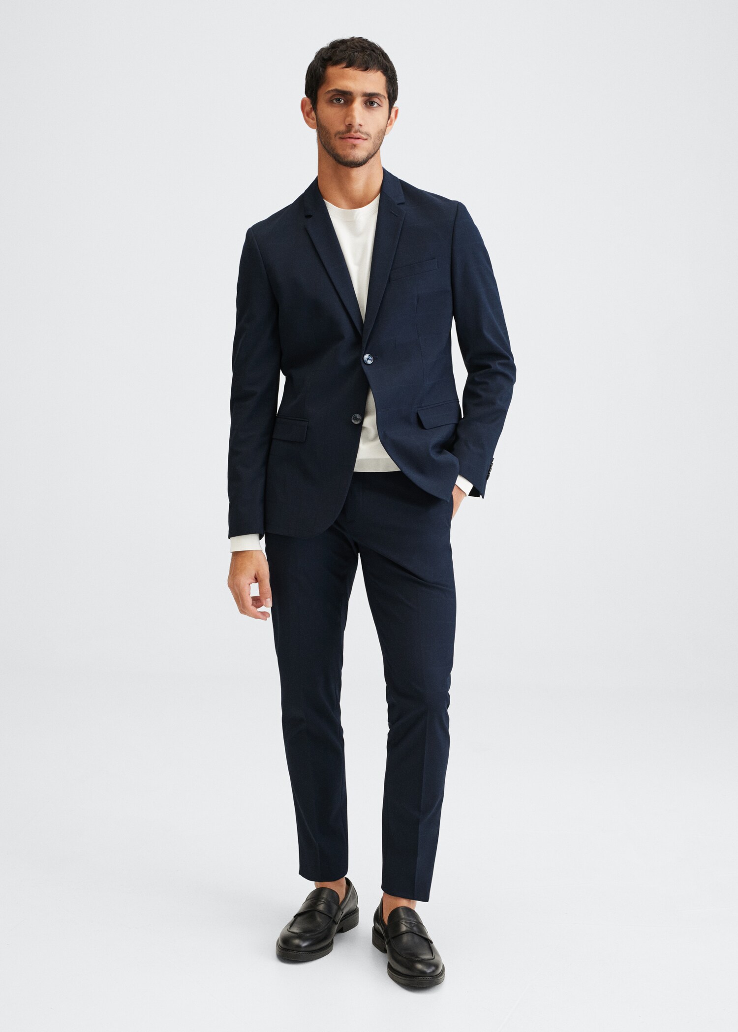 Pantalons vestit súper slim fit quadres - Pla general
