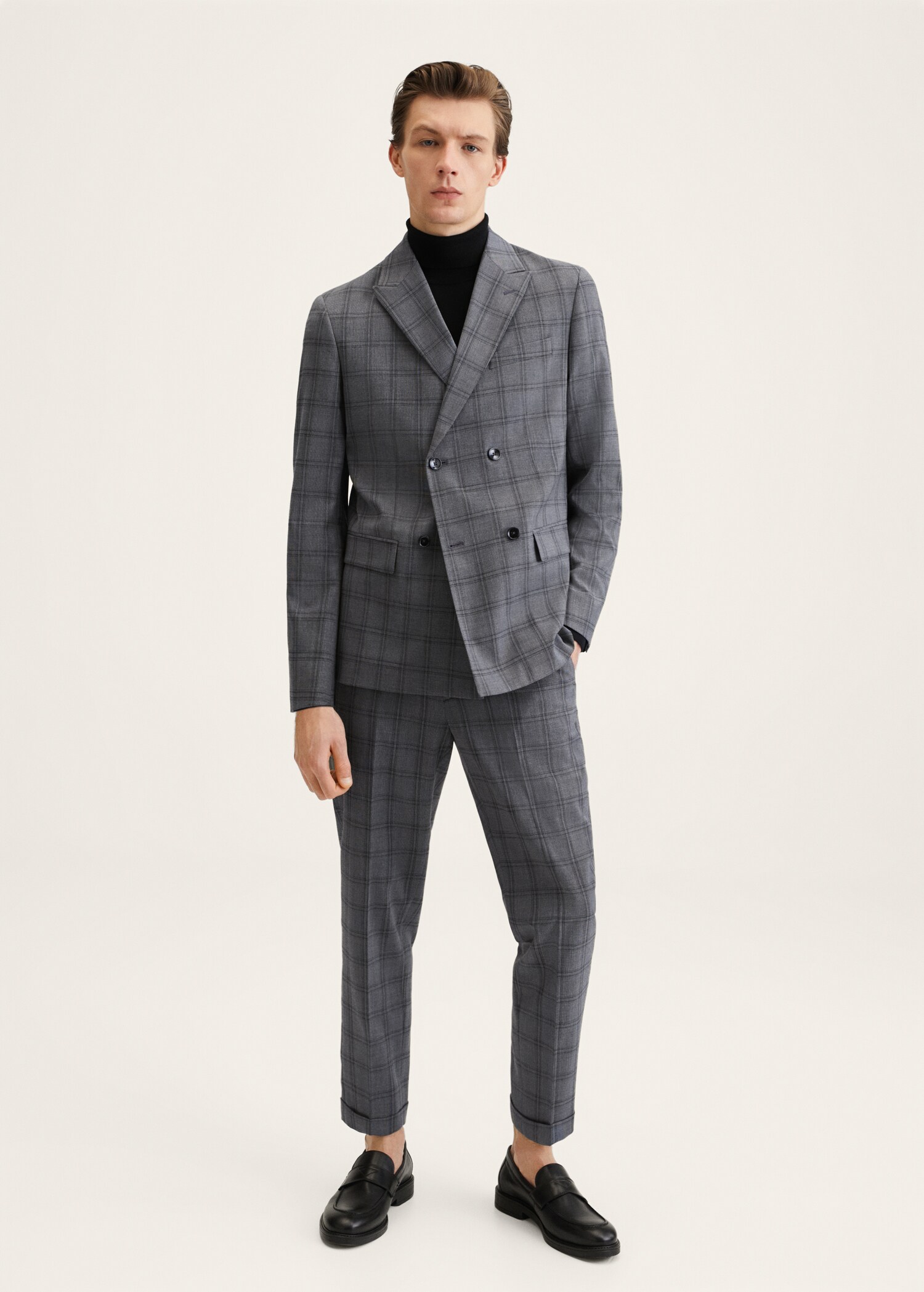 Americana traje slim fit cruzada cuadros - Plano general