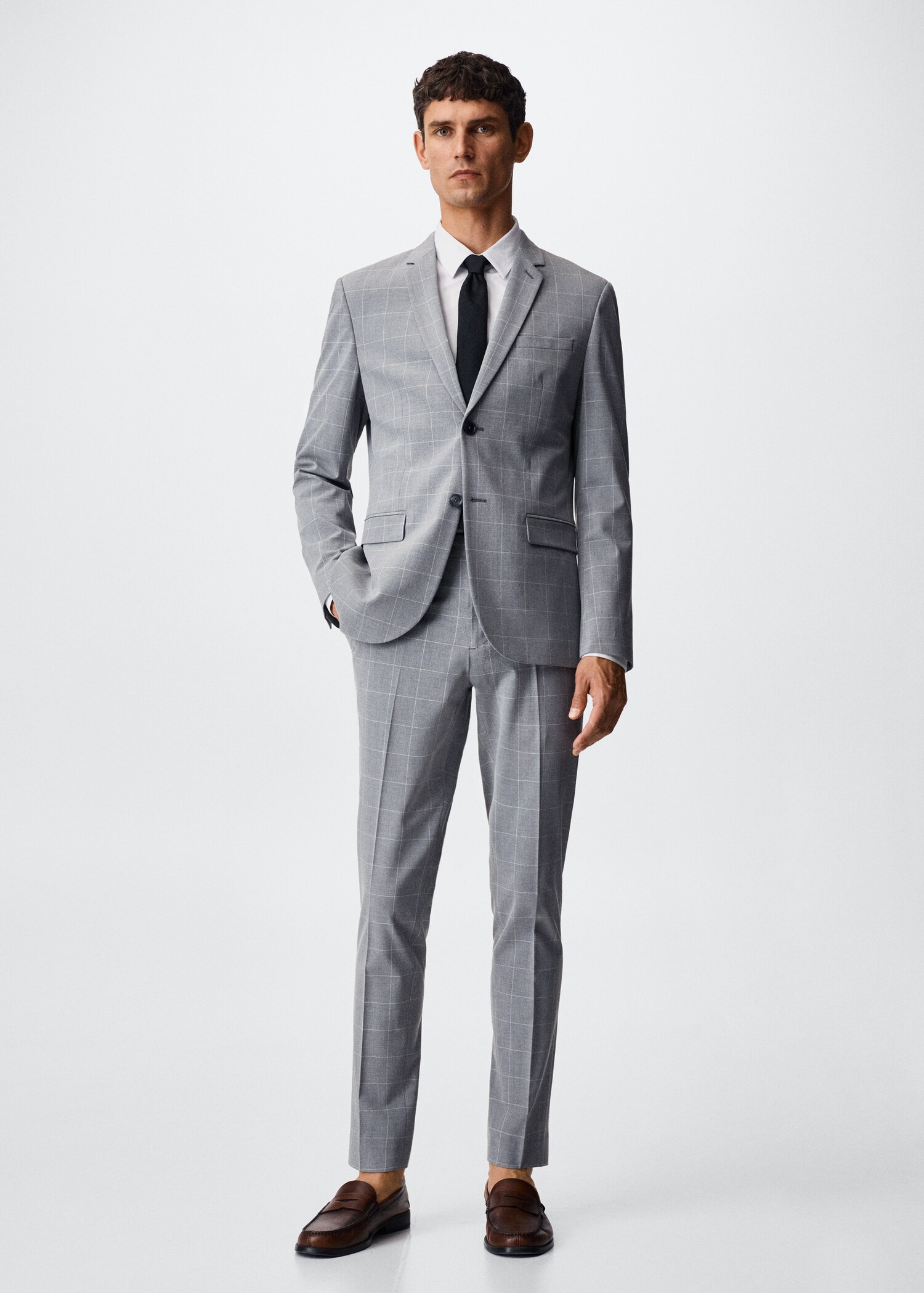 Super slim-fit Tailored check jacket - General plane