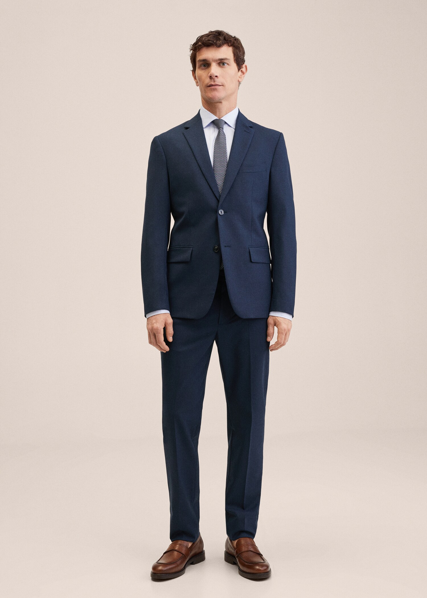 Lněné oblekové kalhoty slim fit - Celkový náhled