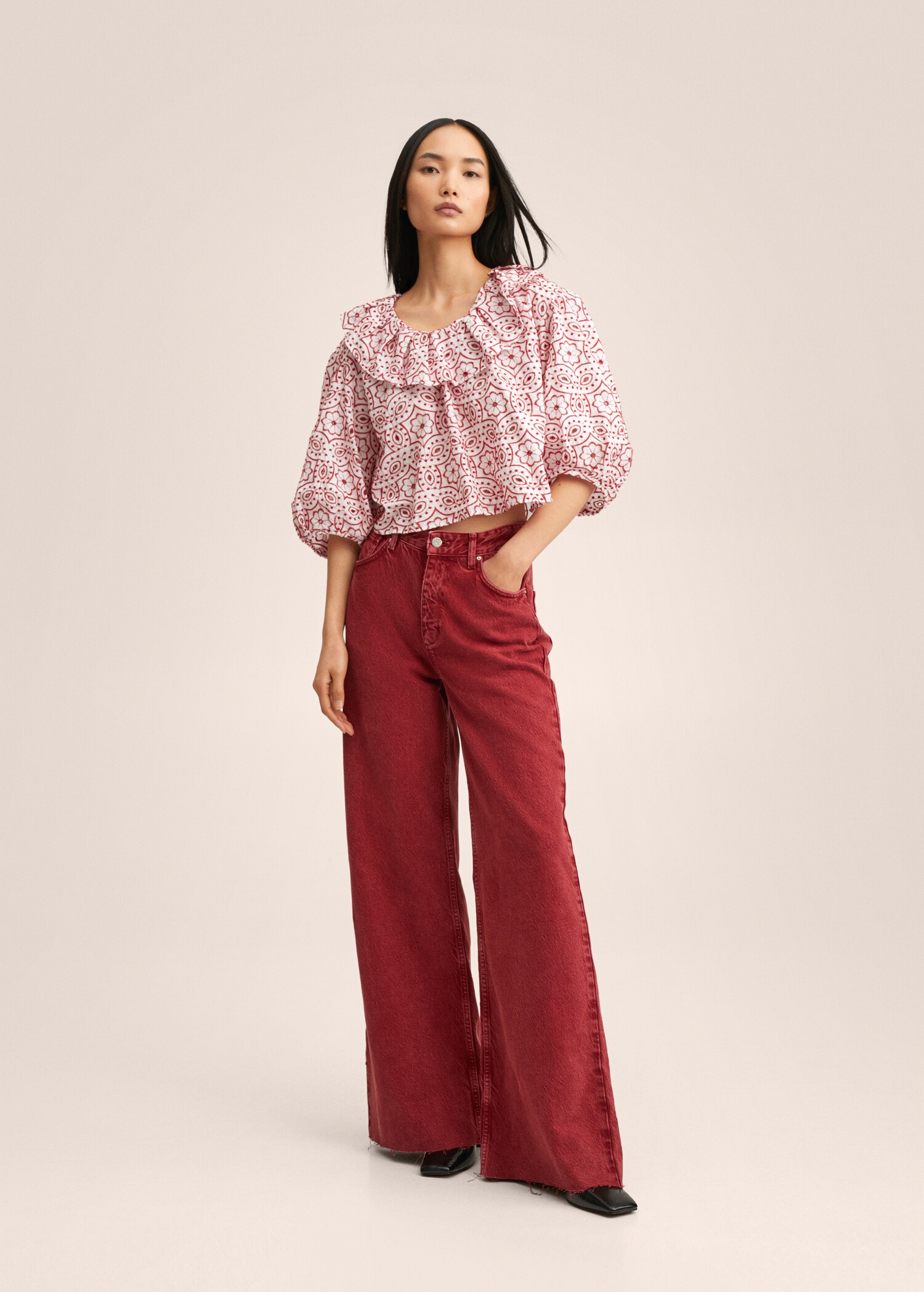 Cotton embroidered blouse - General plane