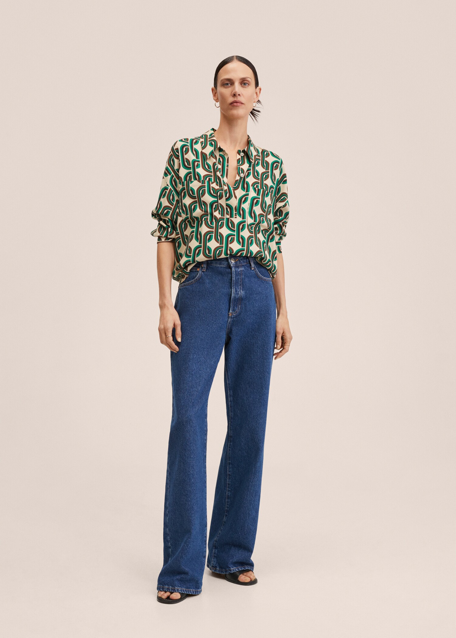 Gemusterte Oversize Bluse - Damen | MANGO OUTLET Liechtenstein