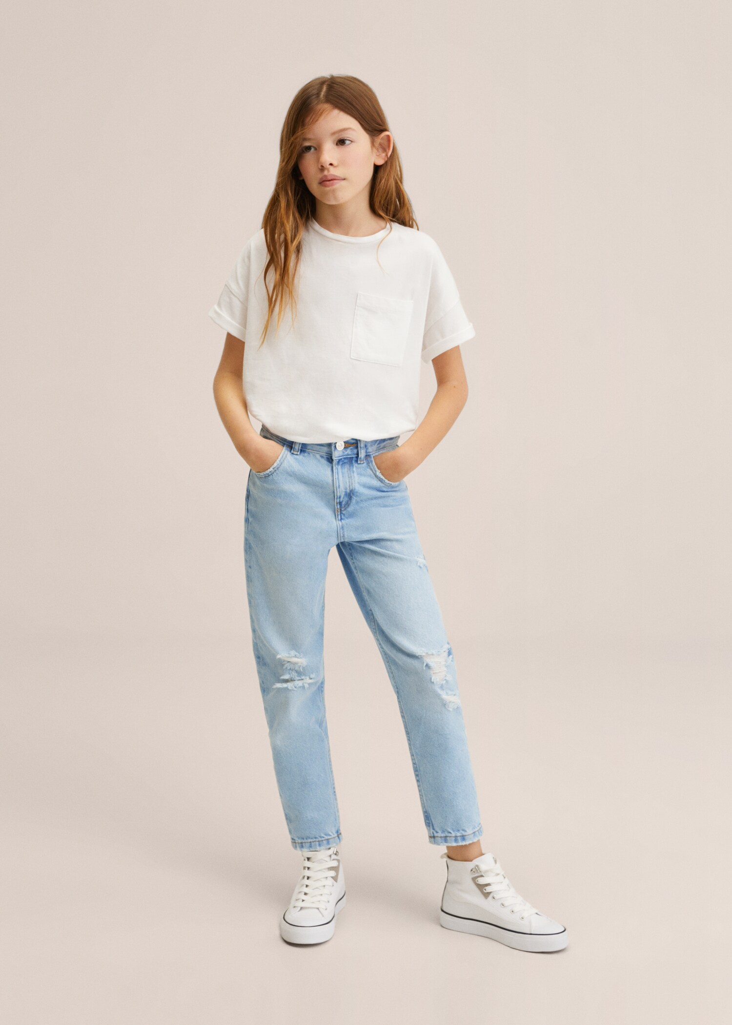 Mom fit decorative rips jeans - General plane
