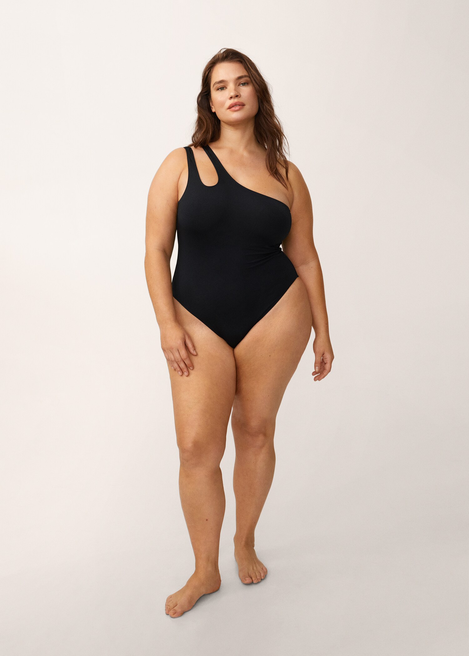 Asymmetrical swimsuit with wide straps - General plane