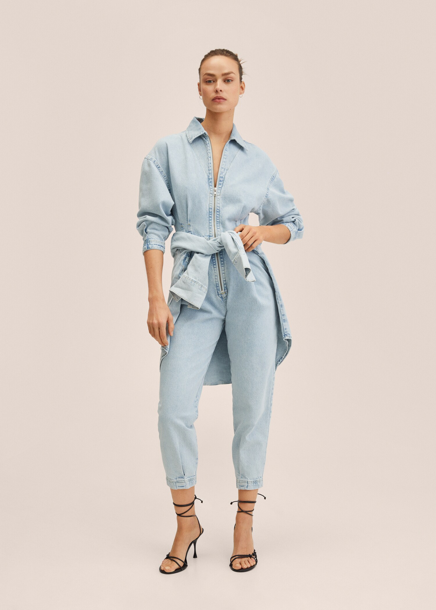 Denim jumpsuit with zipper - General plane